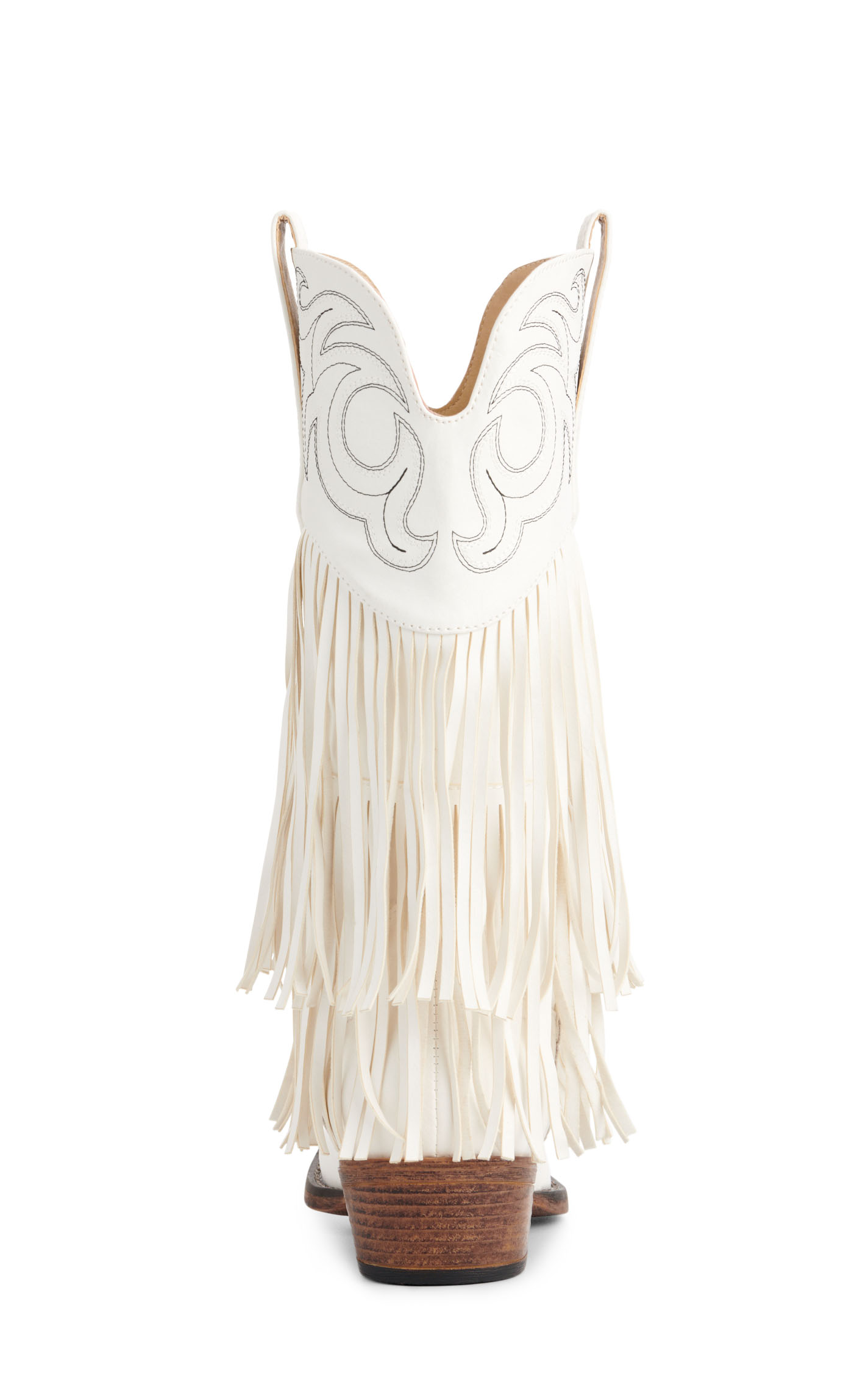 Roper Women's Ivory Faux Leather with Fringe Snip Toe Boots - Image 1