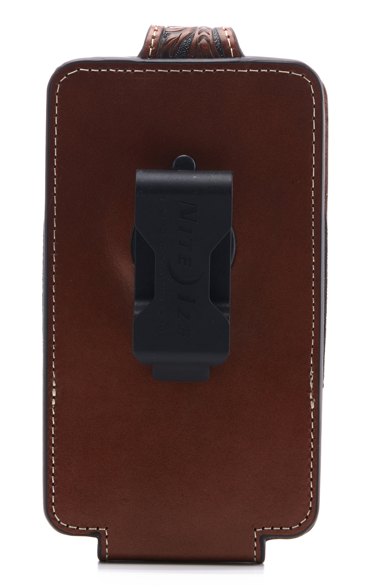 Ariat Brown Leather Tooled Large Cell Phone Case - Image 1