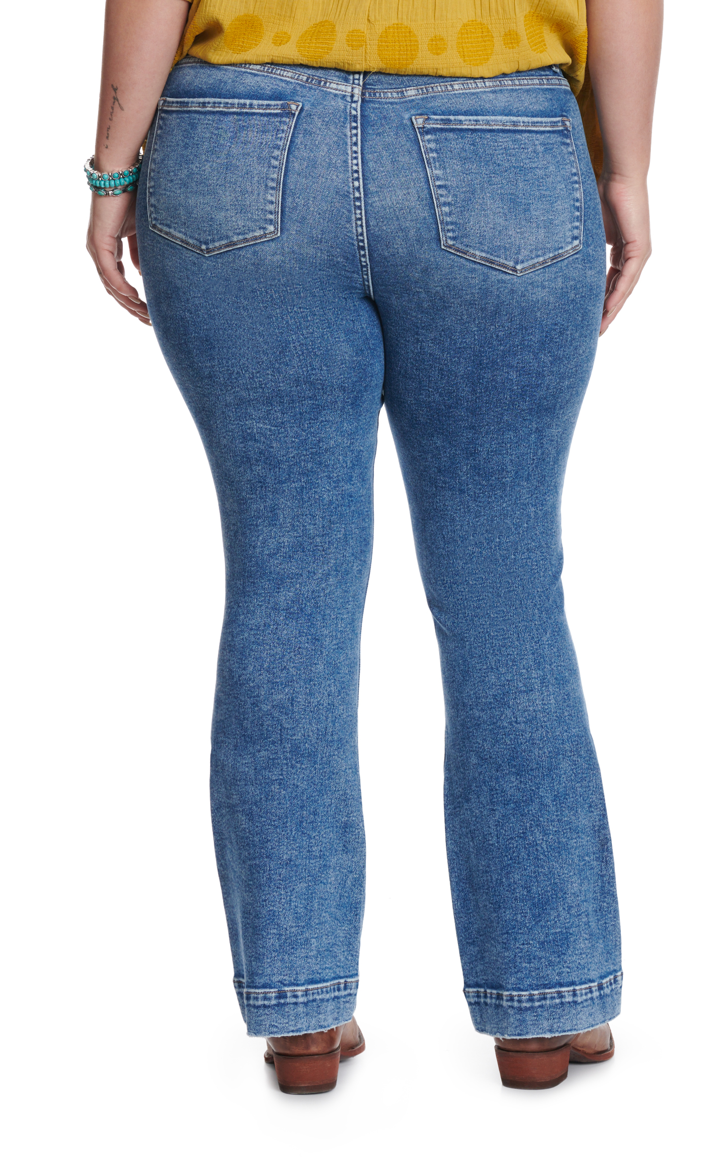 Lovervet by Vervet Women's Medium Wash Distressed Boot Cut Leg Jeans - Plus Sizes - Image 1