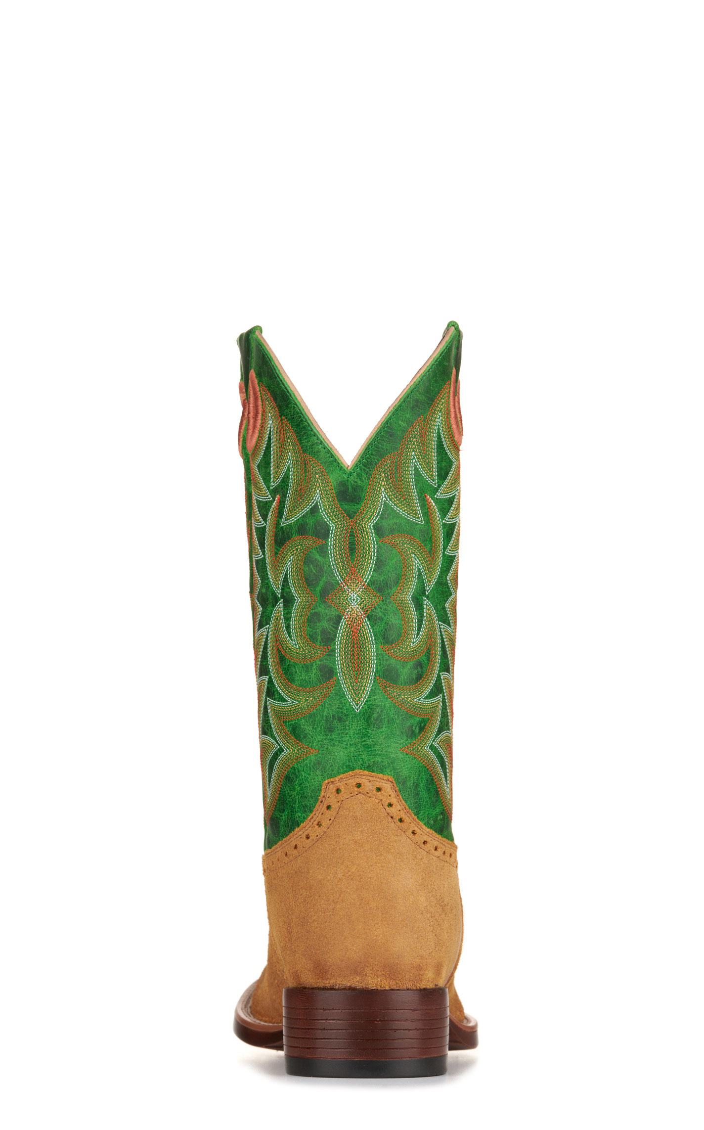 Cavender's Men's Cognac Roughout and Green Feather Weight Wide Square Toe Cowboy Boots - Image 1