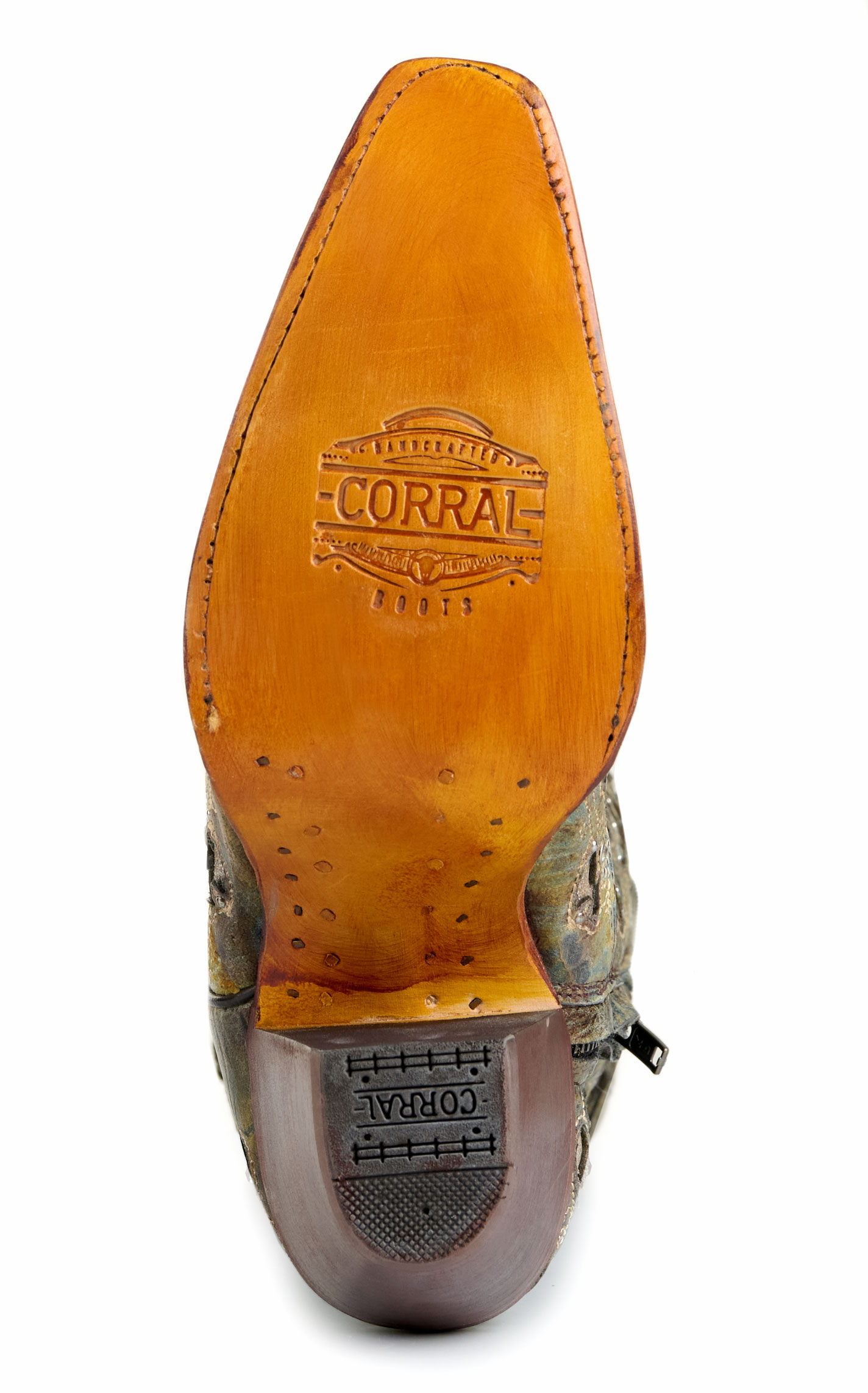 Corral Women's Distressed Brown with Glitter Inlay Snip Toe Cowboy Boots - Image 1