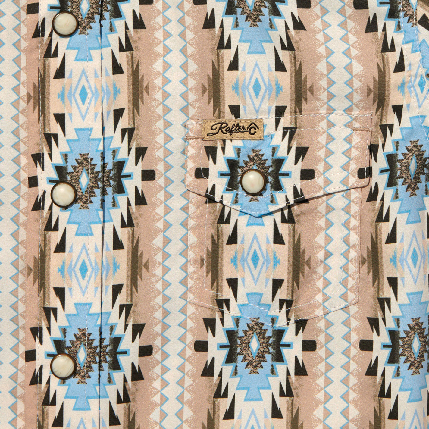 Rafter C Outdoors Boy's Khaki & Sky Aztec Shirt - Image 1