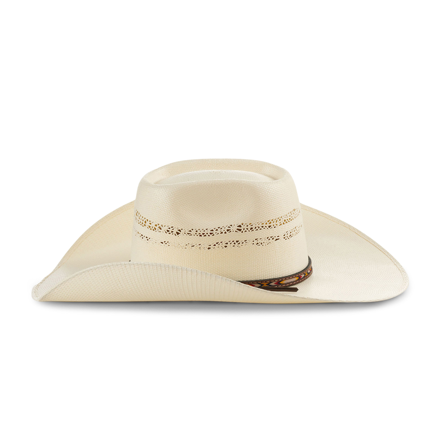 Rafter C Men's Ivory Vented Brick Crown Bangora Straw Cowboy Hat - Image 1