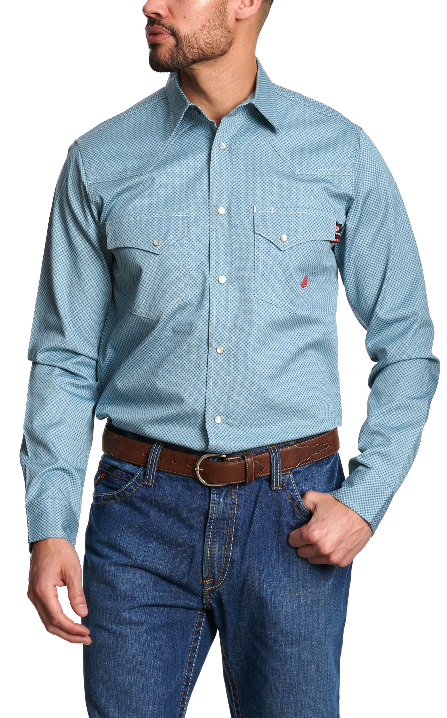 Forge Men's Blue Print Snap Shirt - Image 3