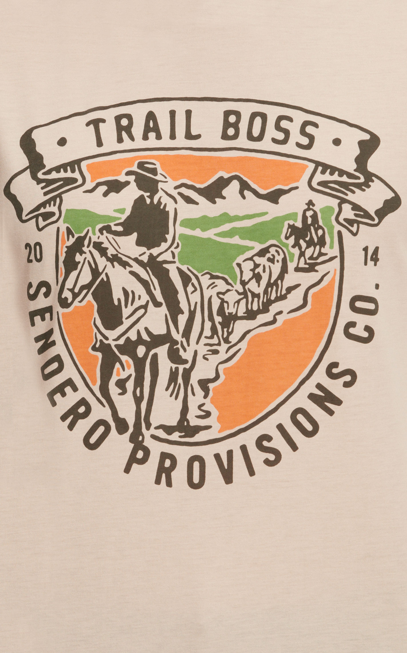 Sendero Provisions Co. Men's Sandy Tan Trail Boss Logo Graphic Short Sleeve T-Shirt - Image 1