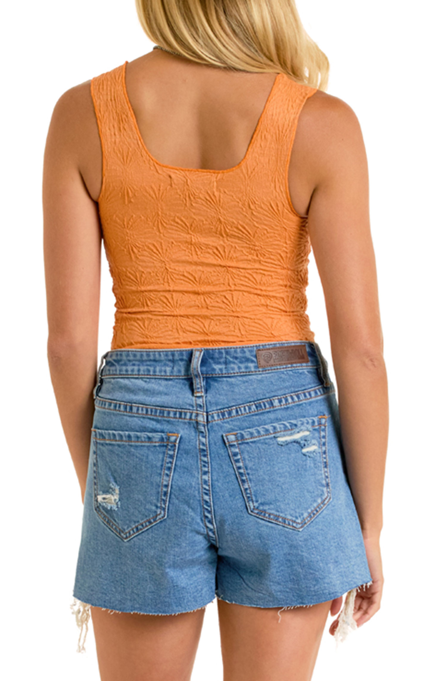 Rock & Roll Denim Women's Orange Floral Knit Tank Top - Image 1