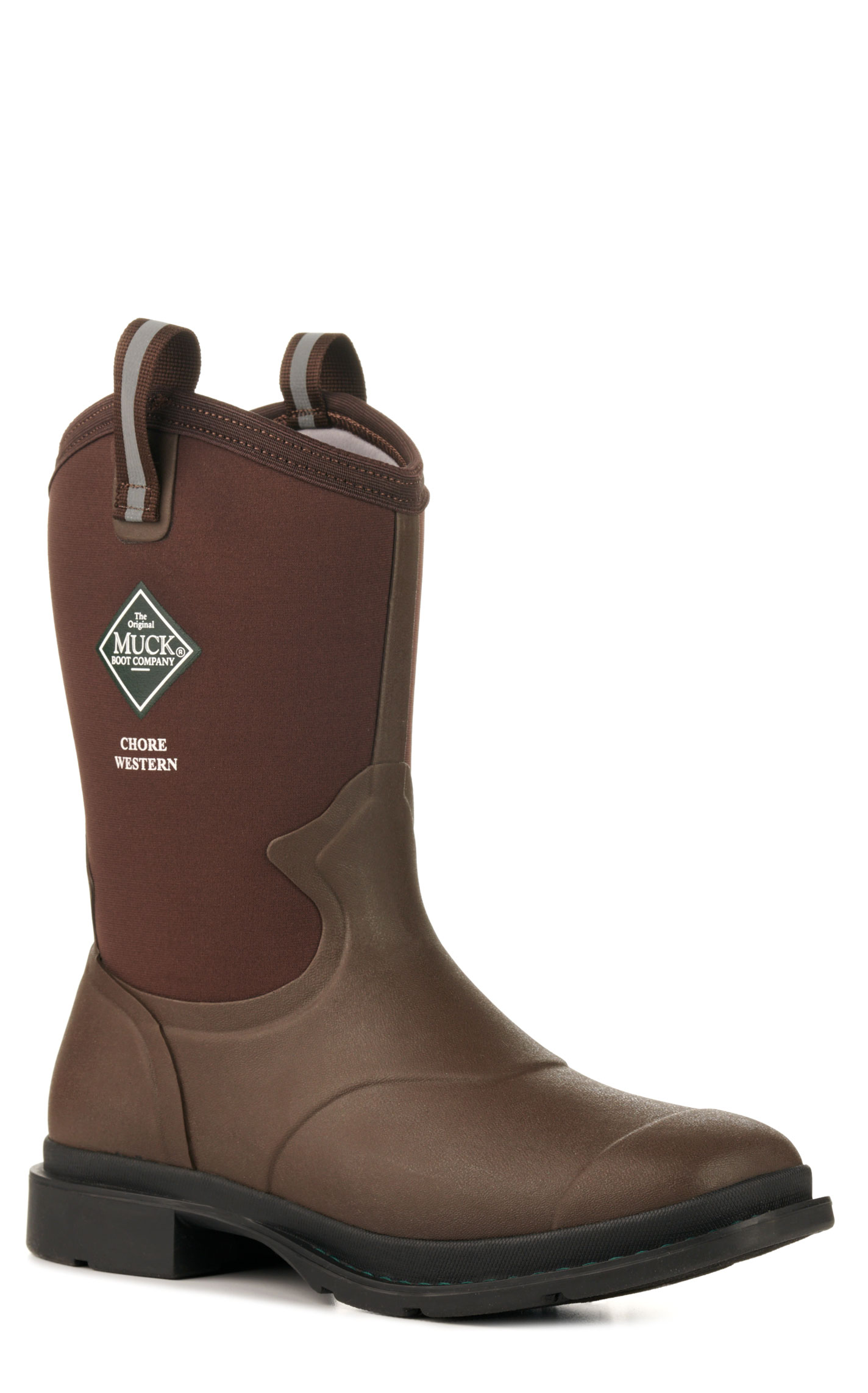 Muck Men's Dark Brown Chore Western Mid Square Toe Rubber Work Boot - Image 1