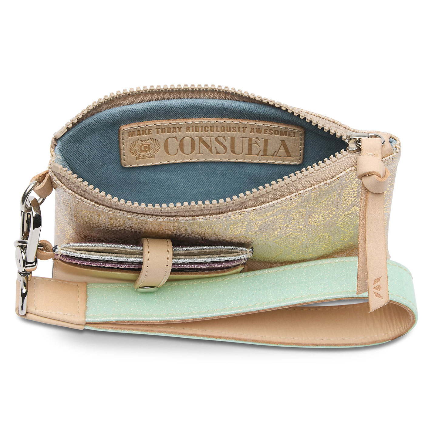 Consuela Leah Metallic Gold Snake Print Combi Wallet - Image 1