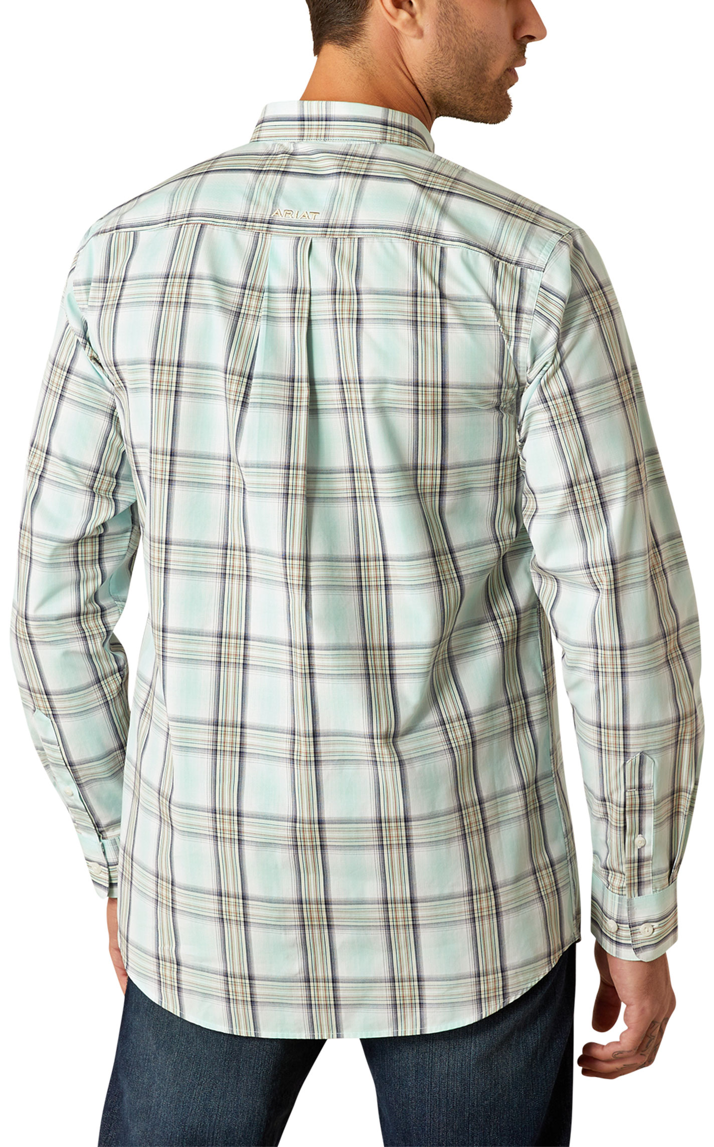 Ariat Men's Pro Series Corban Mint Plaid Western Shirt - Image 1