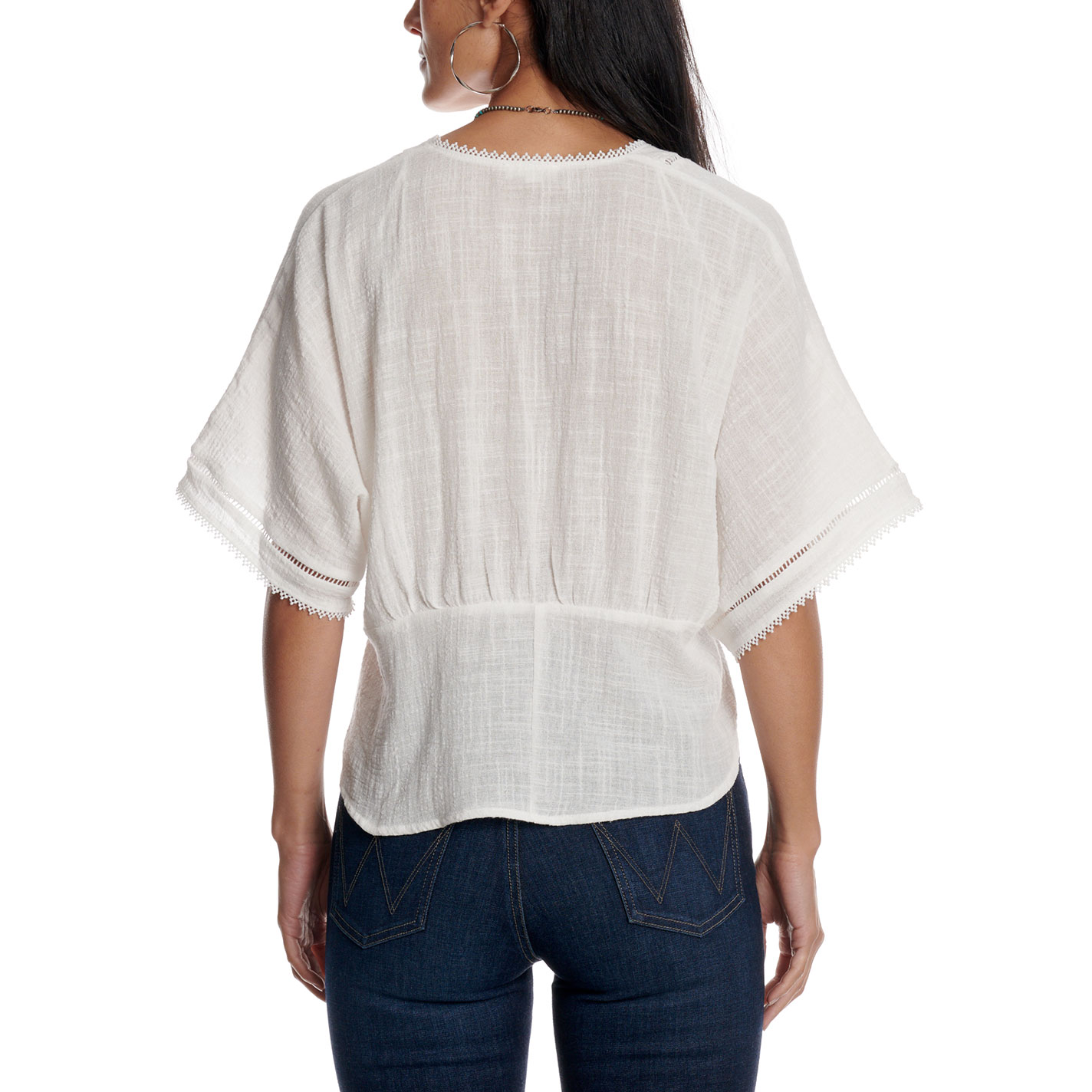 Yura Women's White Lace Trim Cropped Top - Image 1