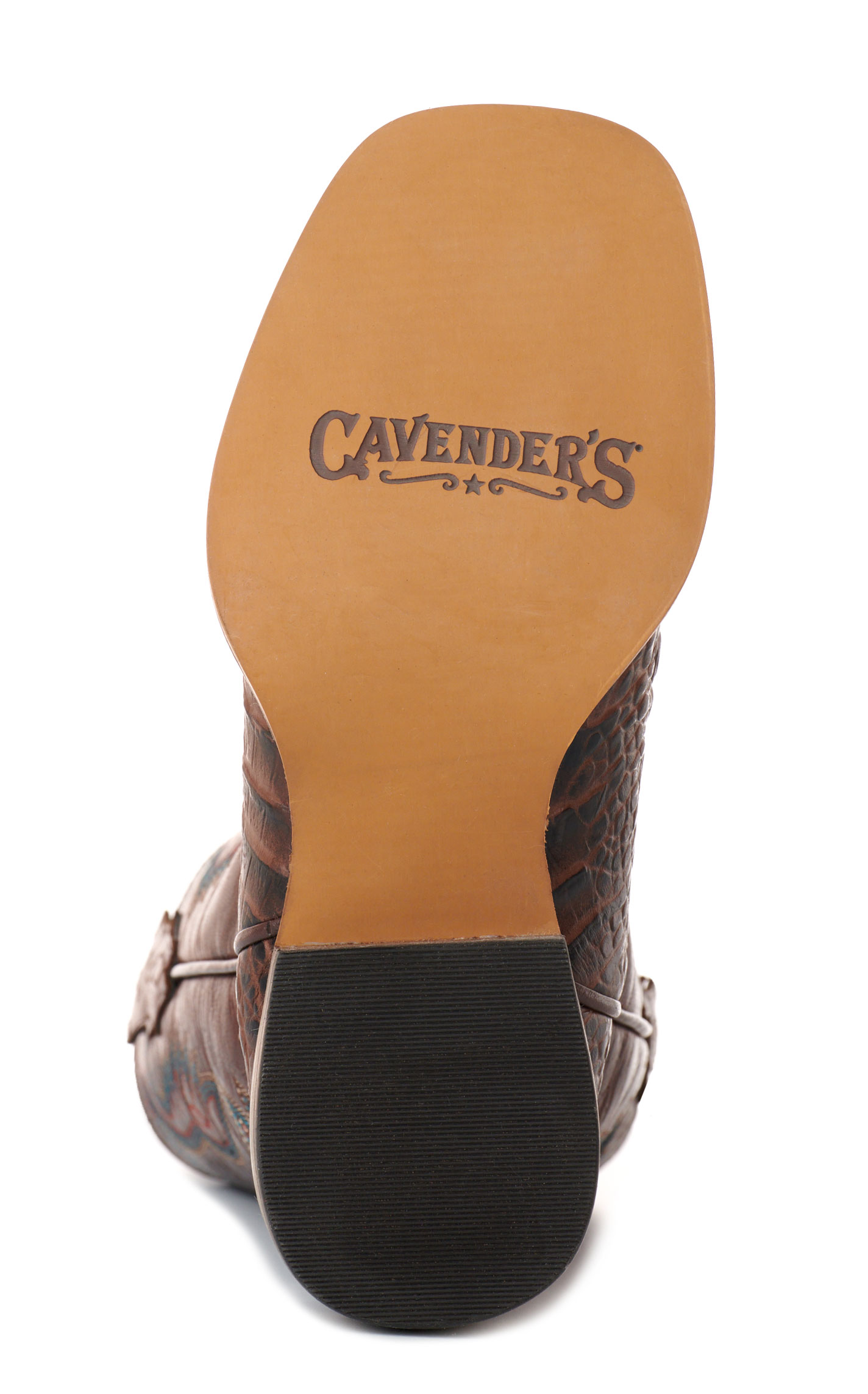 Cavender's Youth Chocolate Crocodile Print Wide Square Toe Cowboy Boots - Image 1