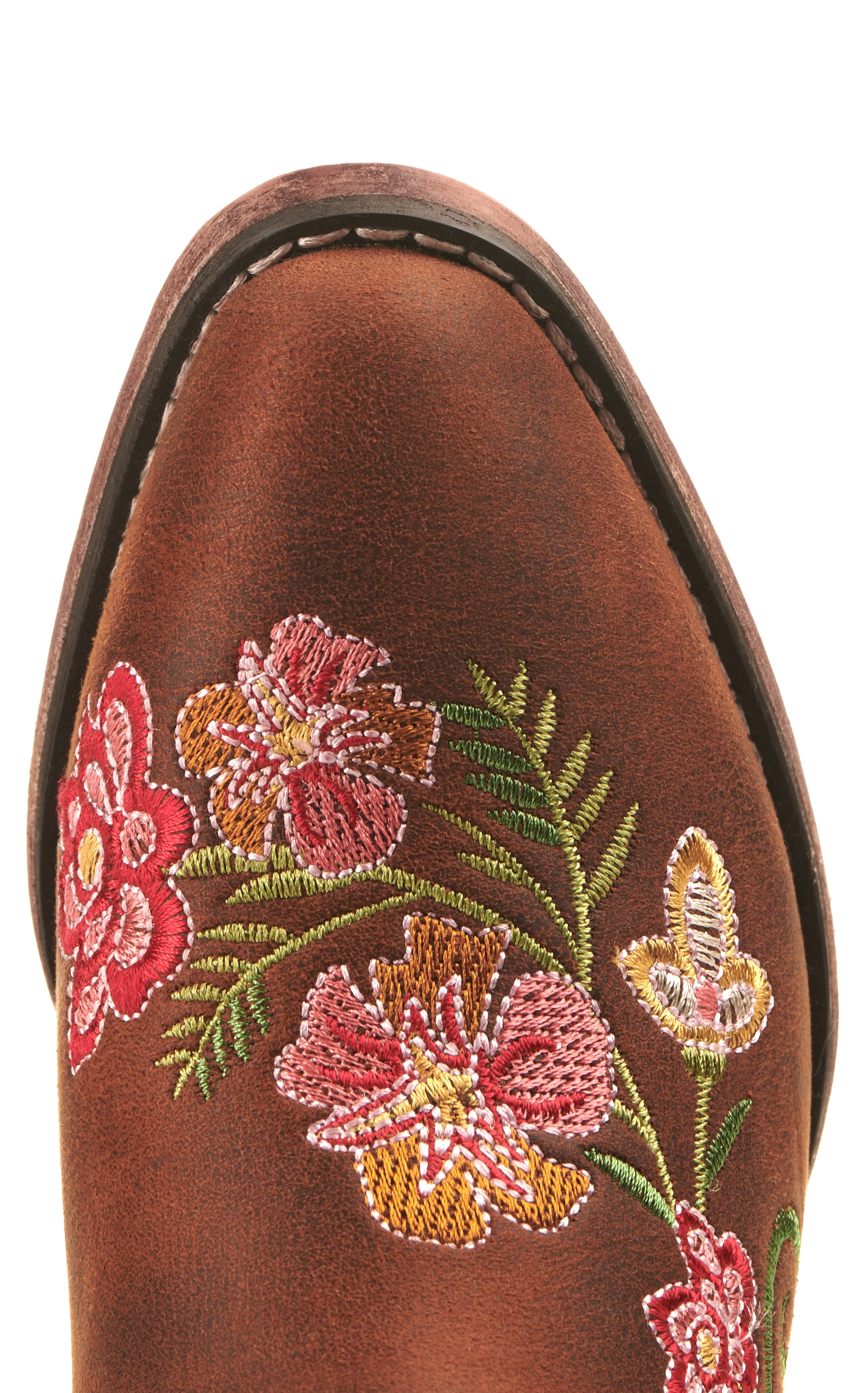 Roper Girls' Brown with Floral Embroidery Snip Toe Cowboy Boot - Image 1