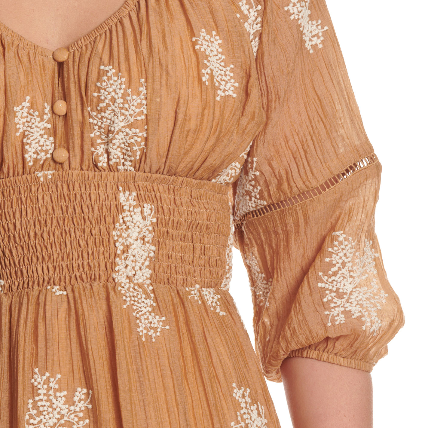 Endless Blu Women's Light Mocha & White Floral Tiered Maxi Dress - Image 1