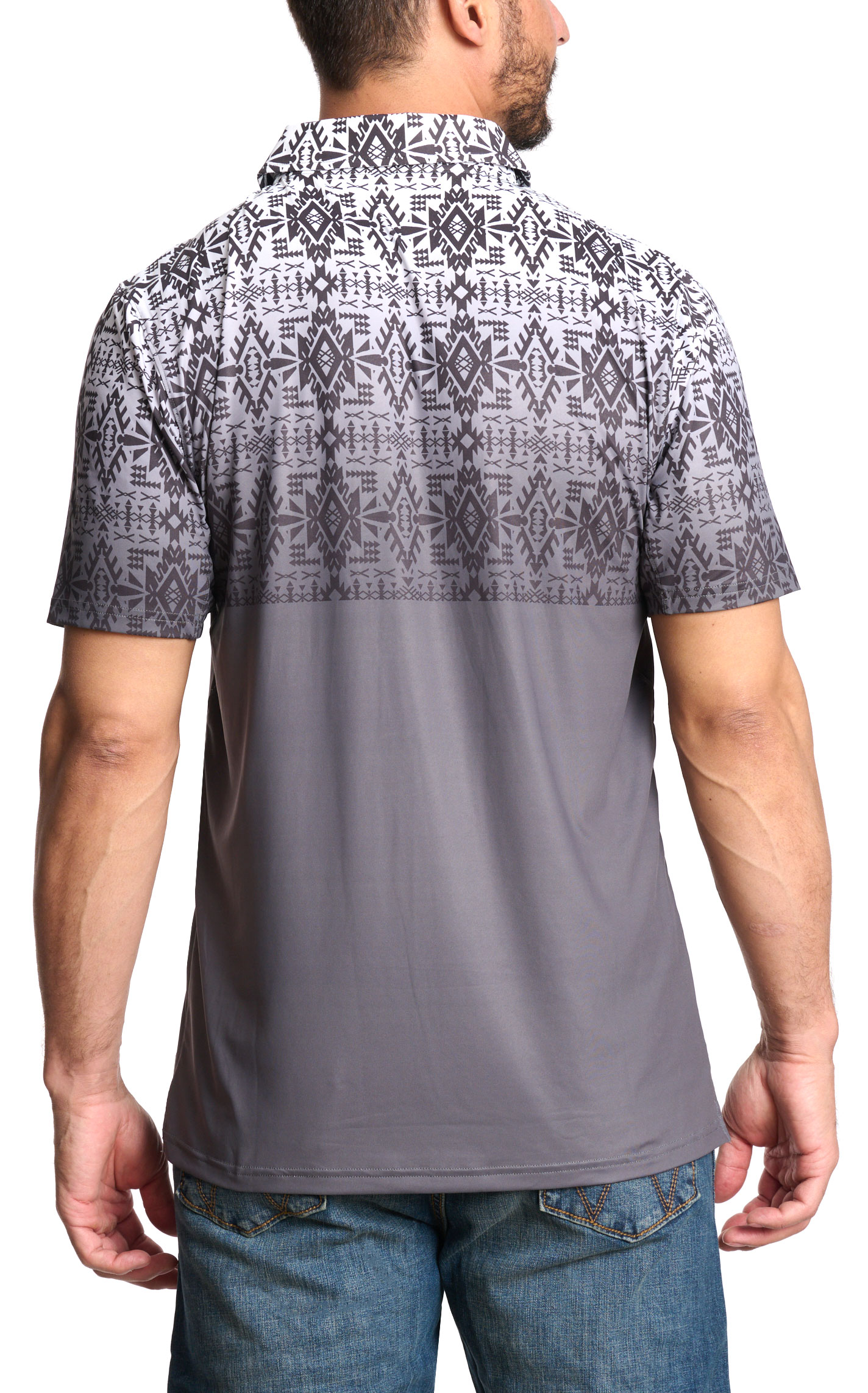 Hooey Men's Black Gray & White Aztec Weekender Polo Shirt - Image 1