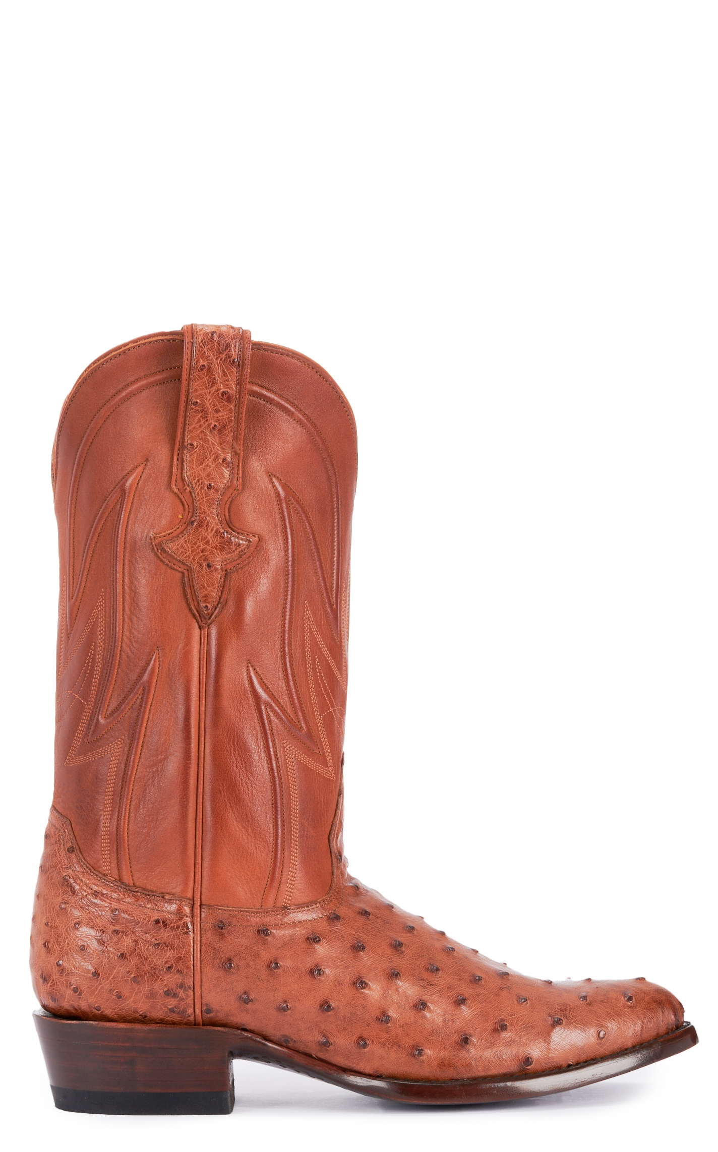 JRC & Sons Men's Jose Full Quill Ostrich Round Toe Exotic Cowboy Boot in Peanut Brittle - Image 1