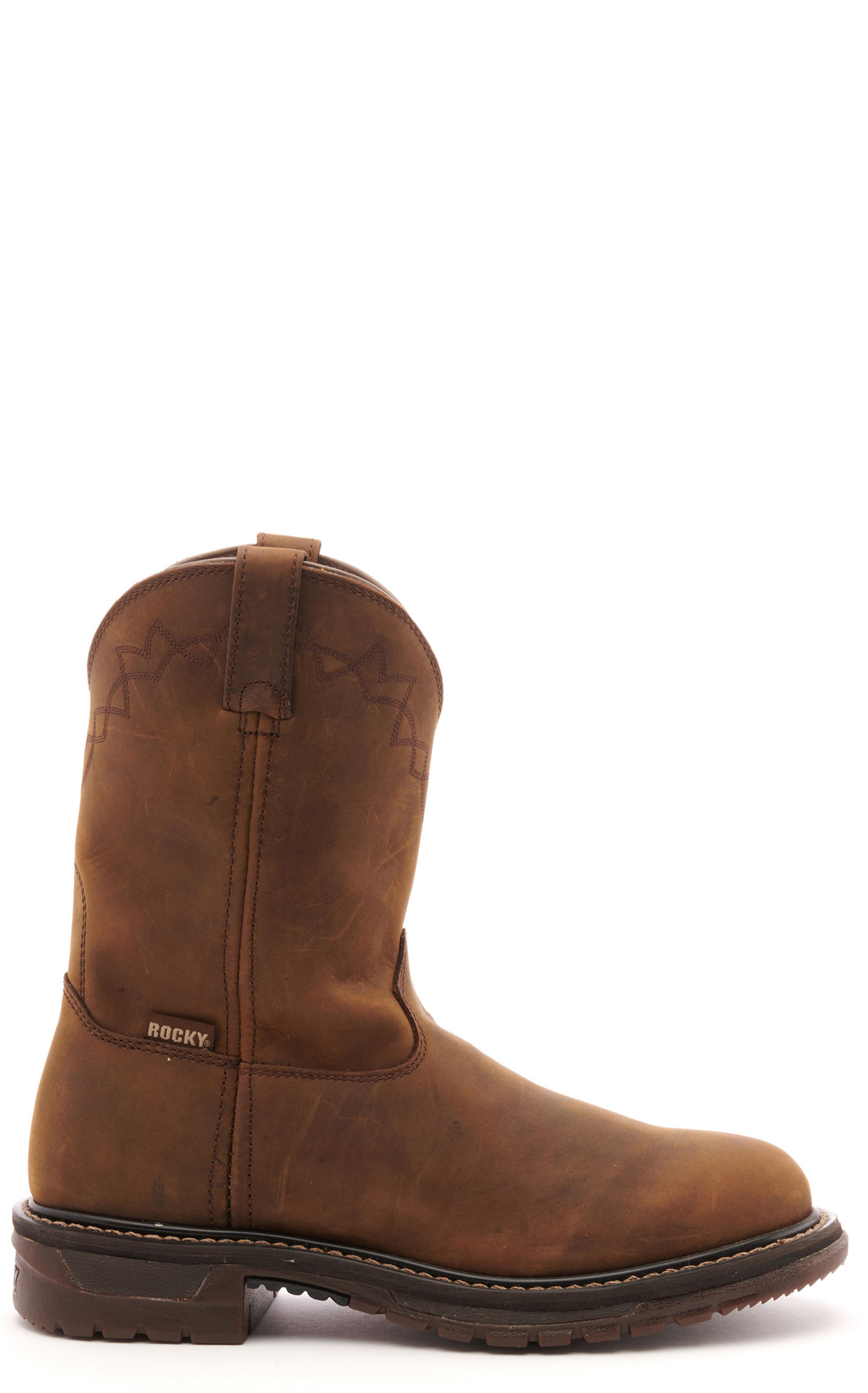 Rocky Men's Original Ride Brown Round Toe Wellington Work Boot - Image 1