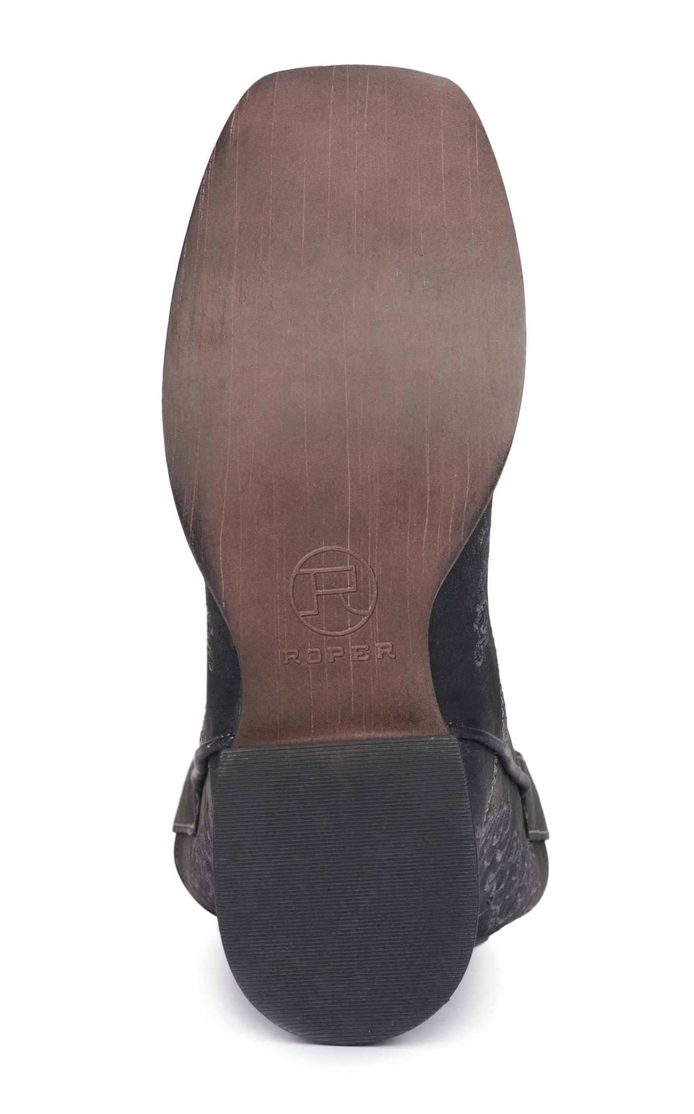 Roper Women's Black Bomber with Scroll Embroidery Wide Square Toe Cowboy Boots - Image 1