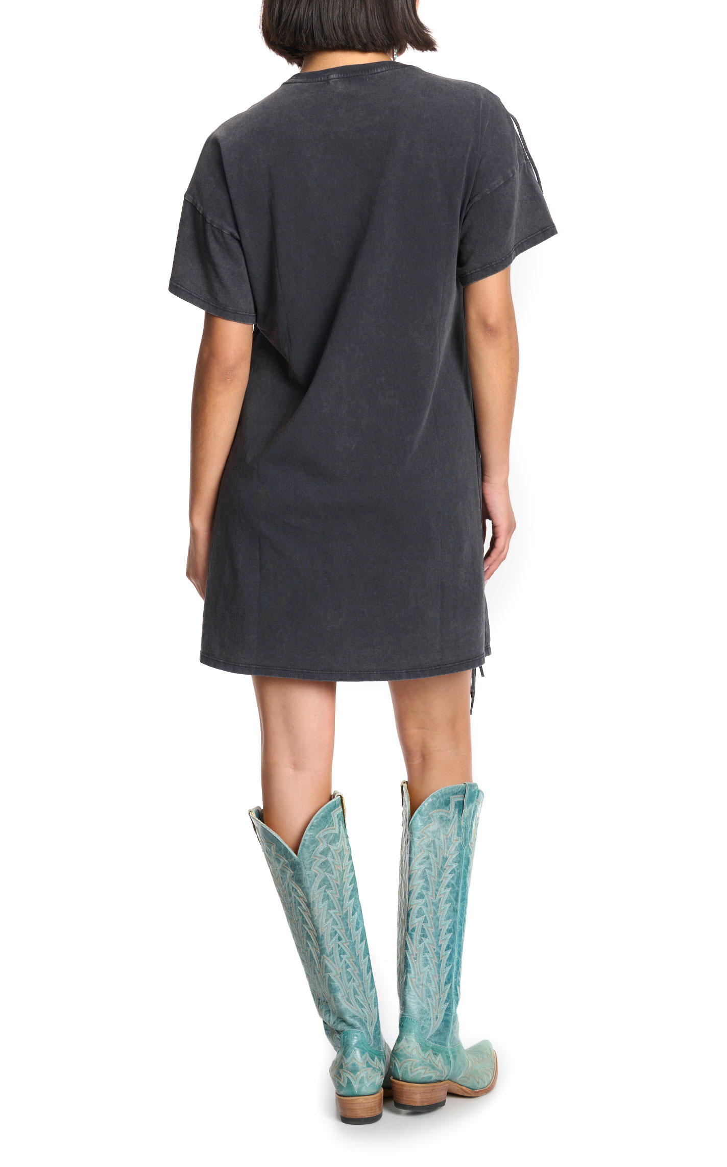 Rock & Roll Denim Black Fringed Ride 'Em Graphic T-Shirt Dress - Image 1