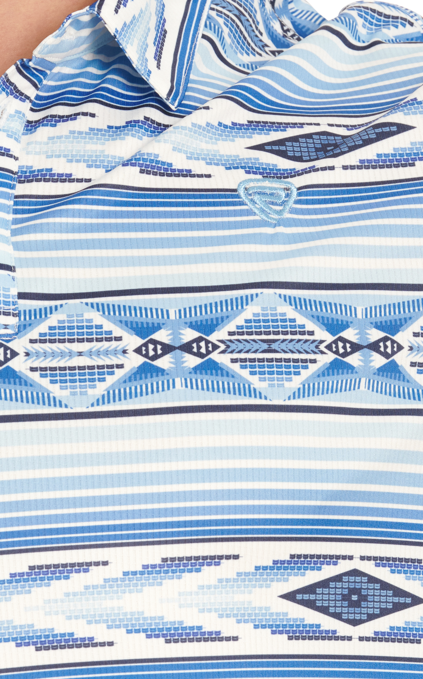 Rock & Roll Denim Men's Shades of Blue & White Aztec Short Sleeve Polo Shirt - Image 1