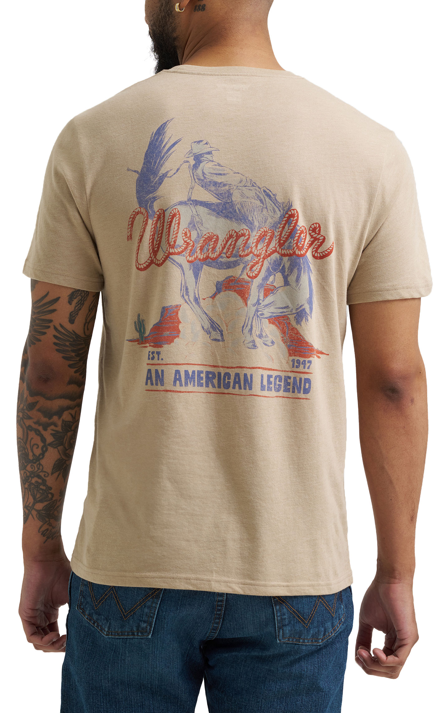 Wrangler Men's Natural Bronc Rider Graphic T-Shirt - Image 1