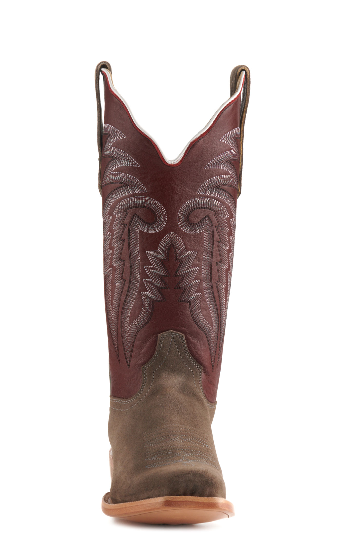 R. Watson Women's Dark Cherry and Charcoal Roughout Punchy Square Toe Cowboy Boots - Image 1