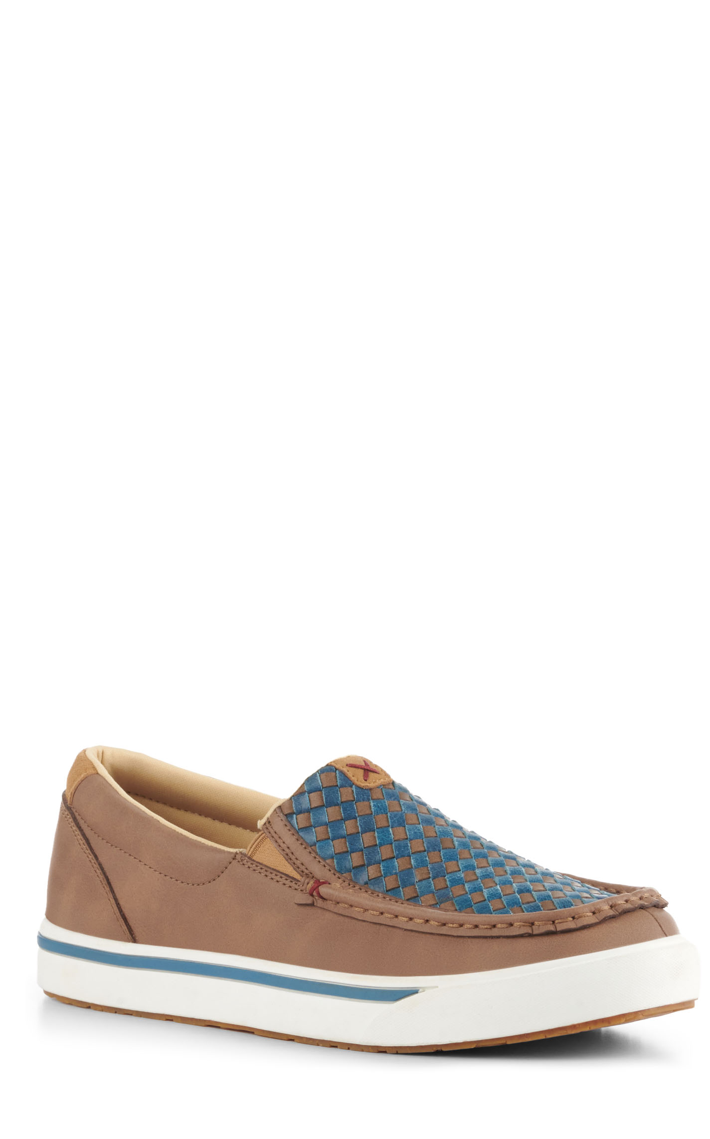 Twisted X Men's Toasted Coconut with Blue Basketweave Insert Moc Toe Slip On Casual Shoes - Image 1
