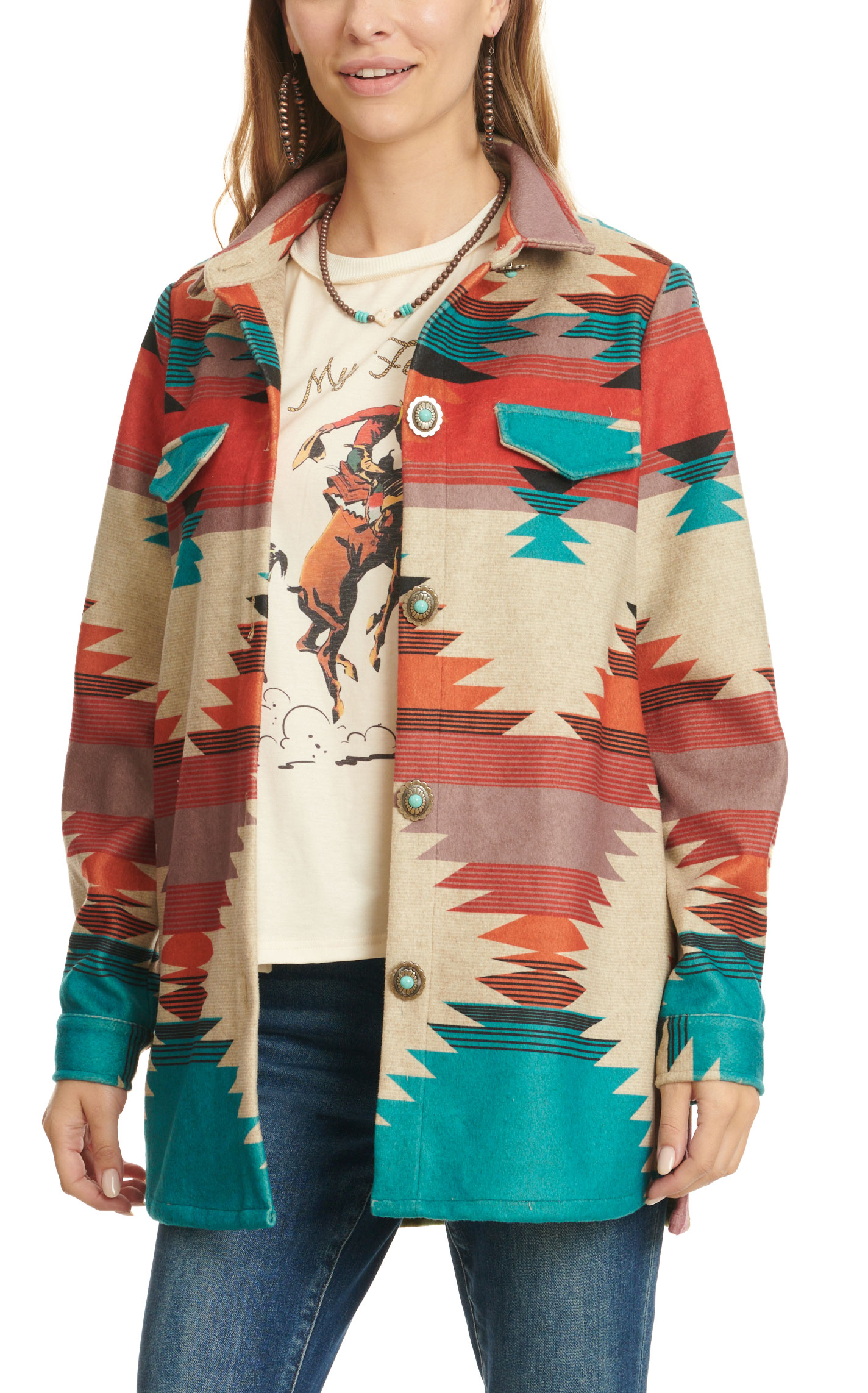 Fashion Express Women's Aztec and Desert Print Jacket - Image 1