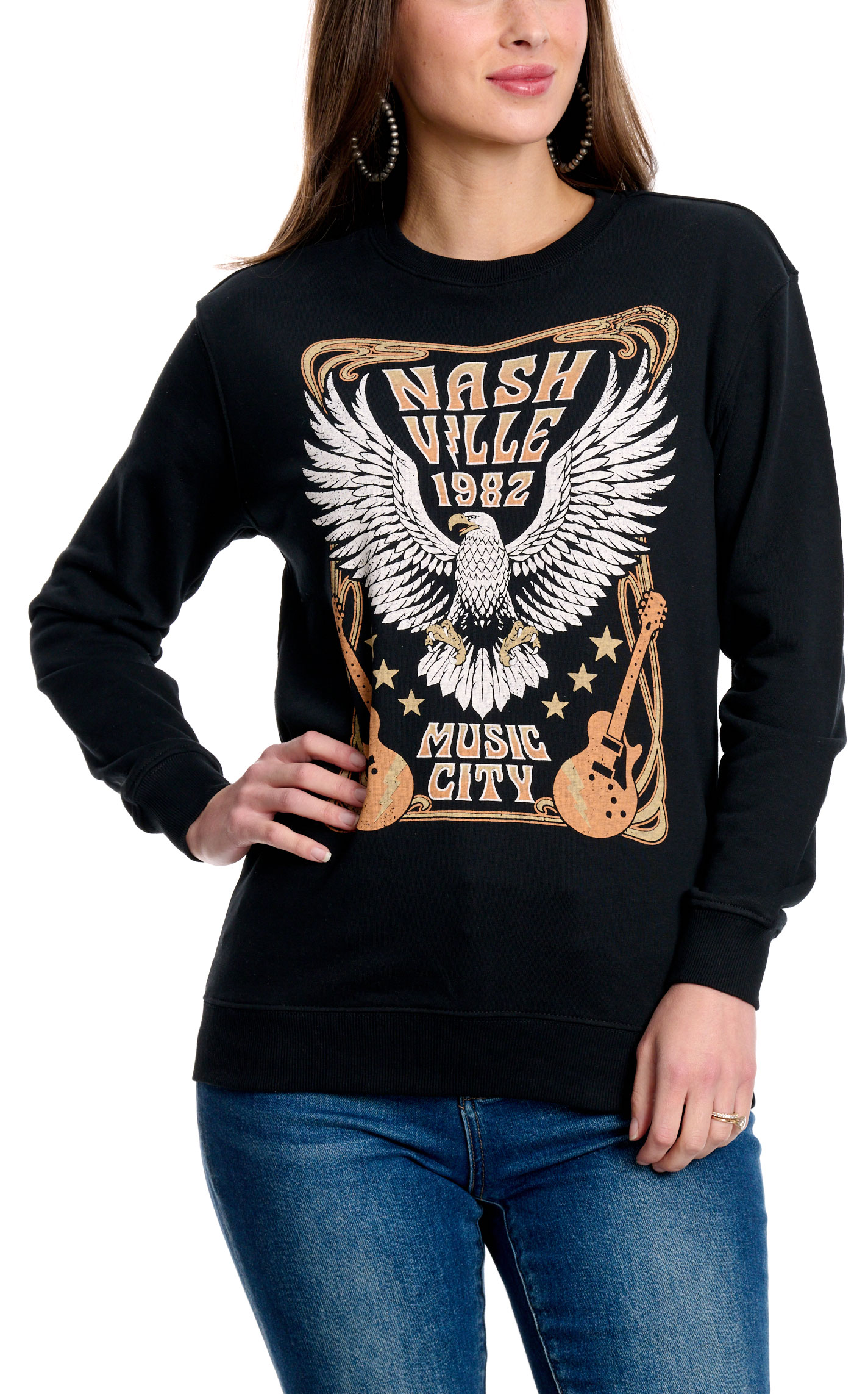 Lotus Fashion Women's Black Nashville 1982 Graphic Pullover - Image 1