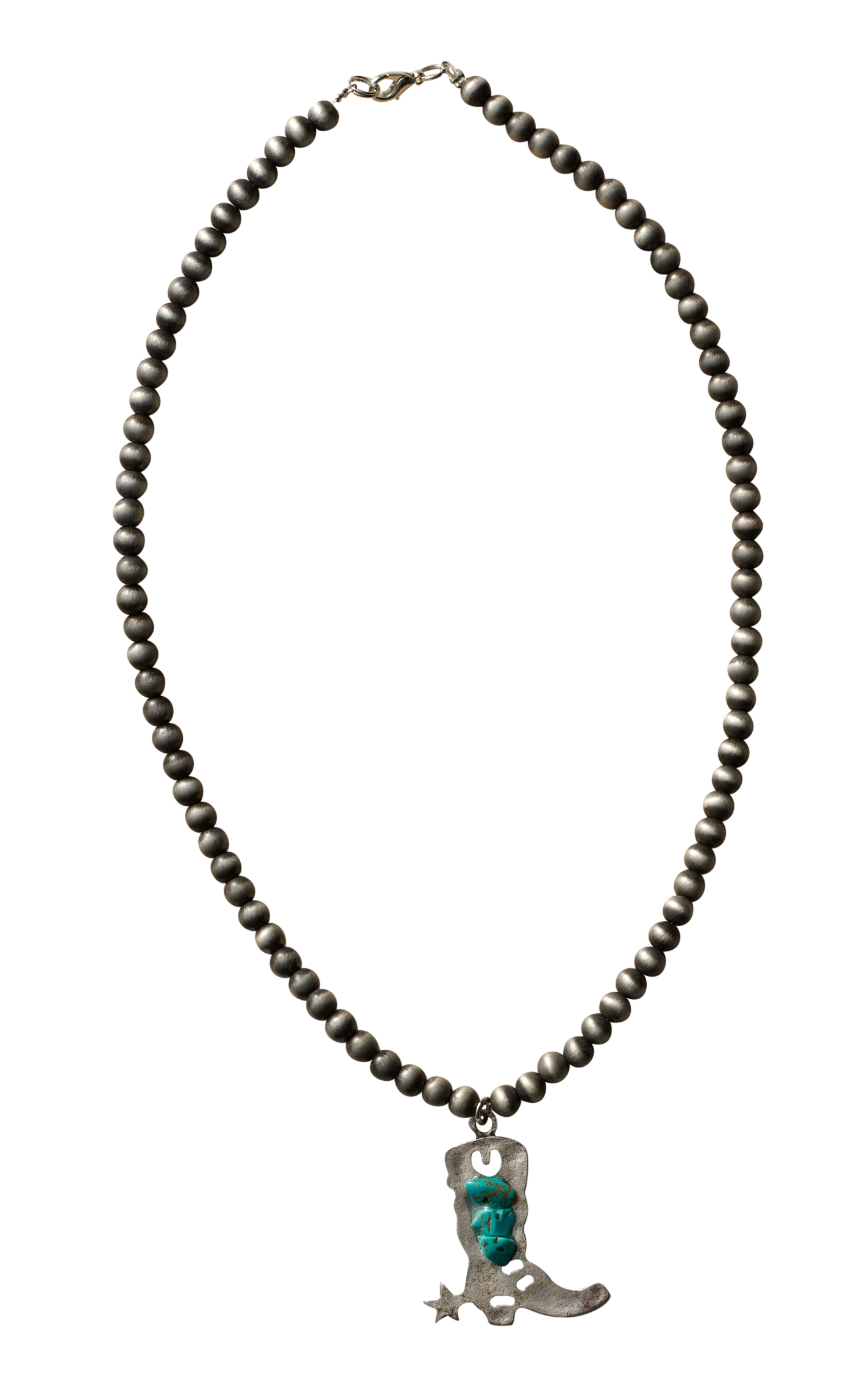 Rockin C Navajo Pearl Beads & Turquoise Boot Pendant Necklace - Image 1