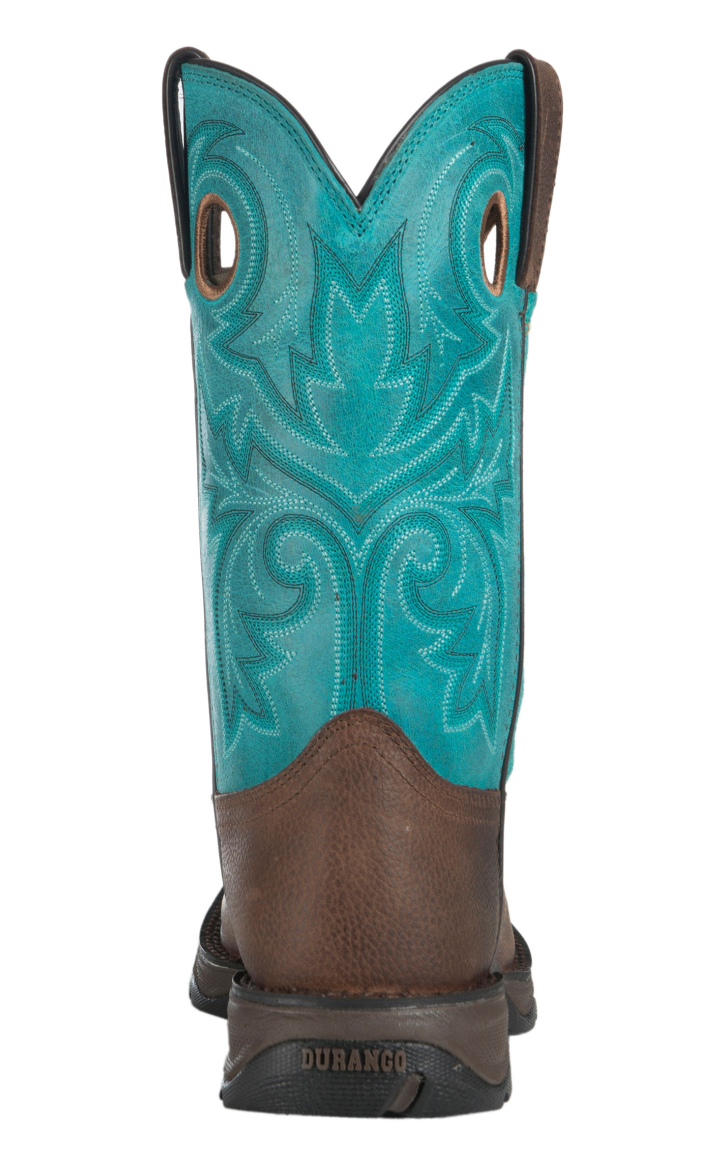 Durango Women's Lady Rebel Brown and Turquoise Square Steel Toe Work Boot - Image 1