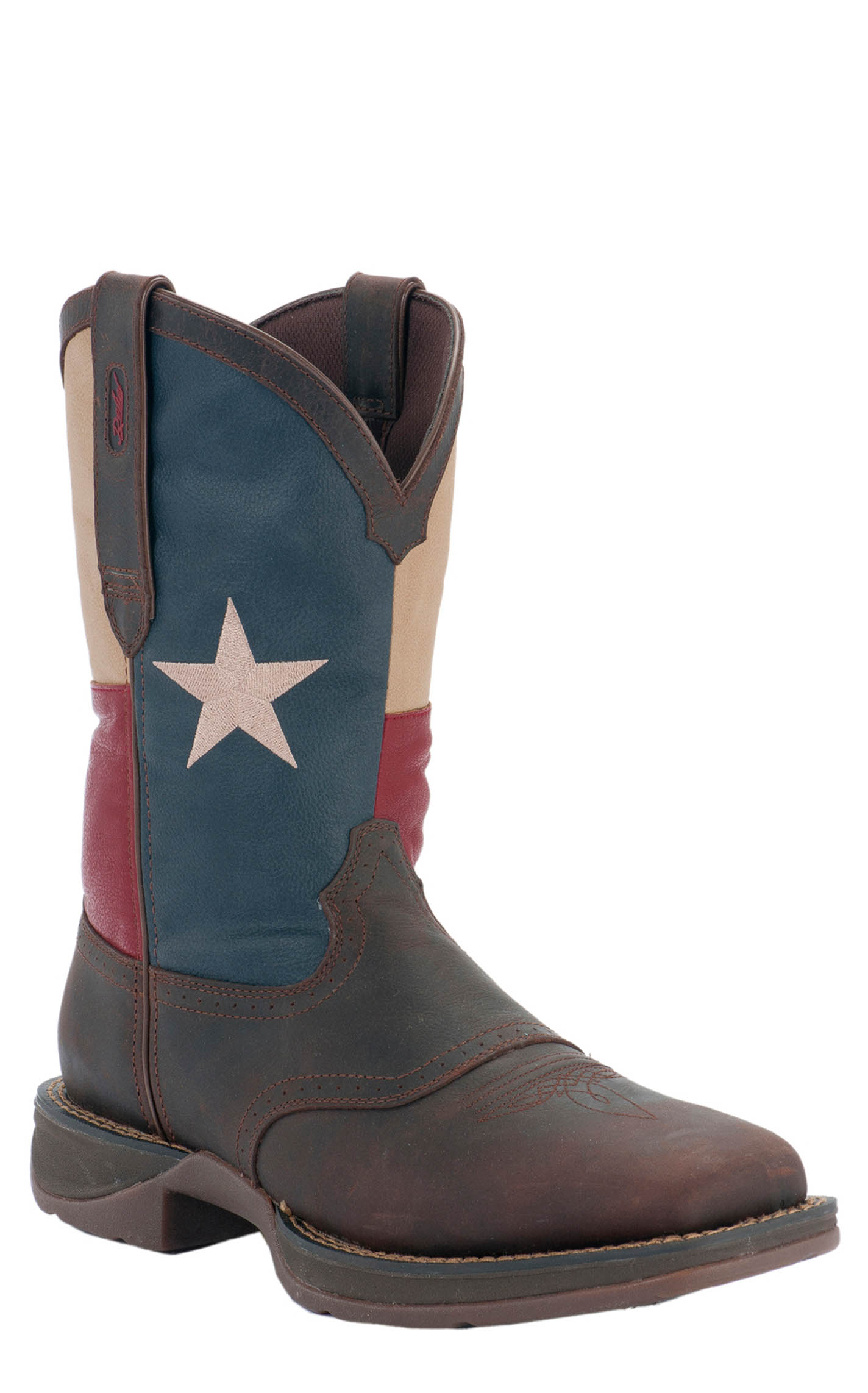 Durango Men's Rebel Saddle Brown & Texas Flag Square Toe Cowboy Boots - Image 1