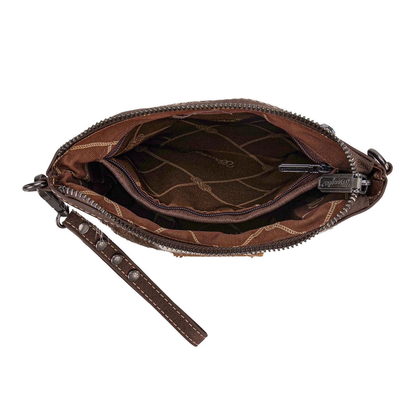 Wrangler Coffee & Cream Hair on Hide Crossbody Bag - Image 1