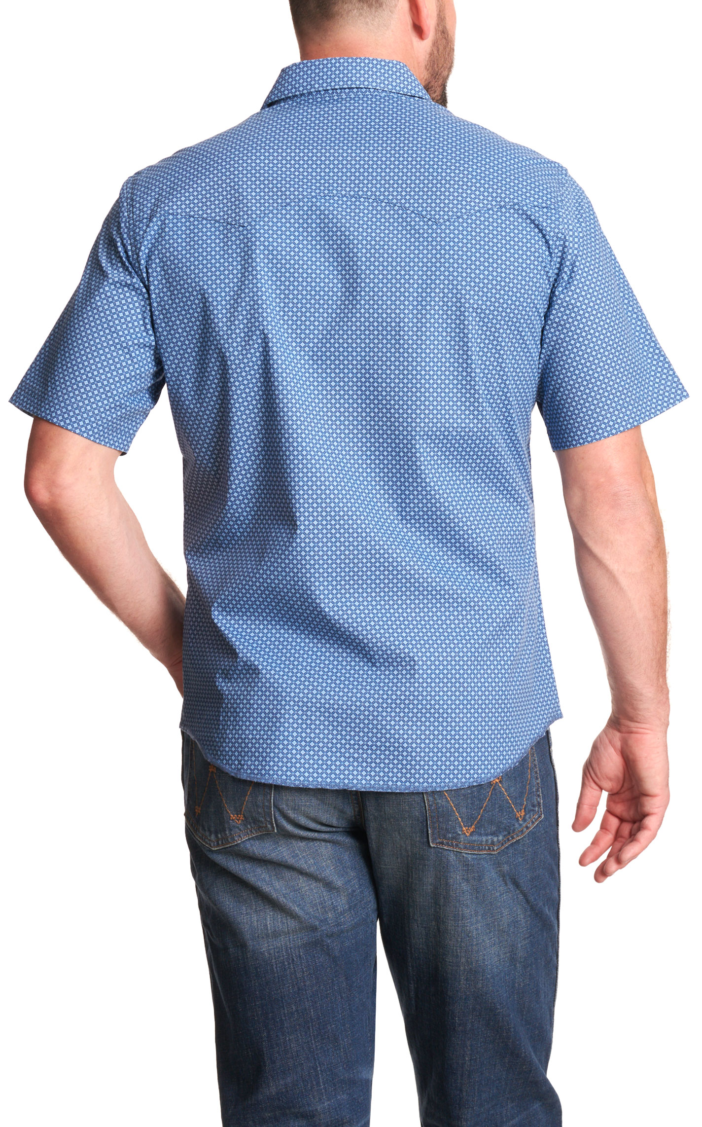 Wrangler Retro Men's Blue Geo Print Western Shirt - Big & Tall - Image 1