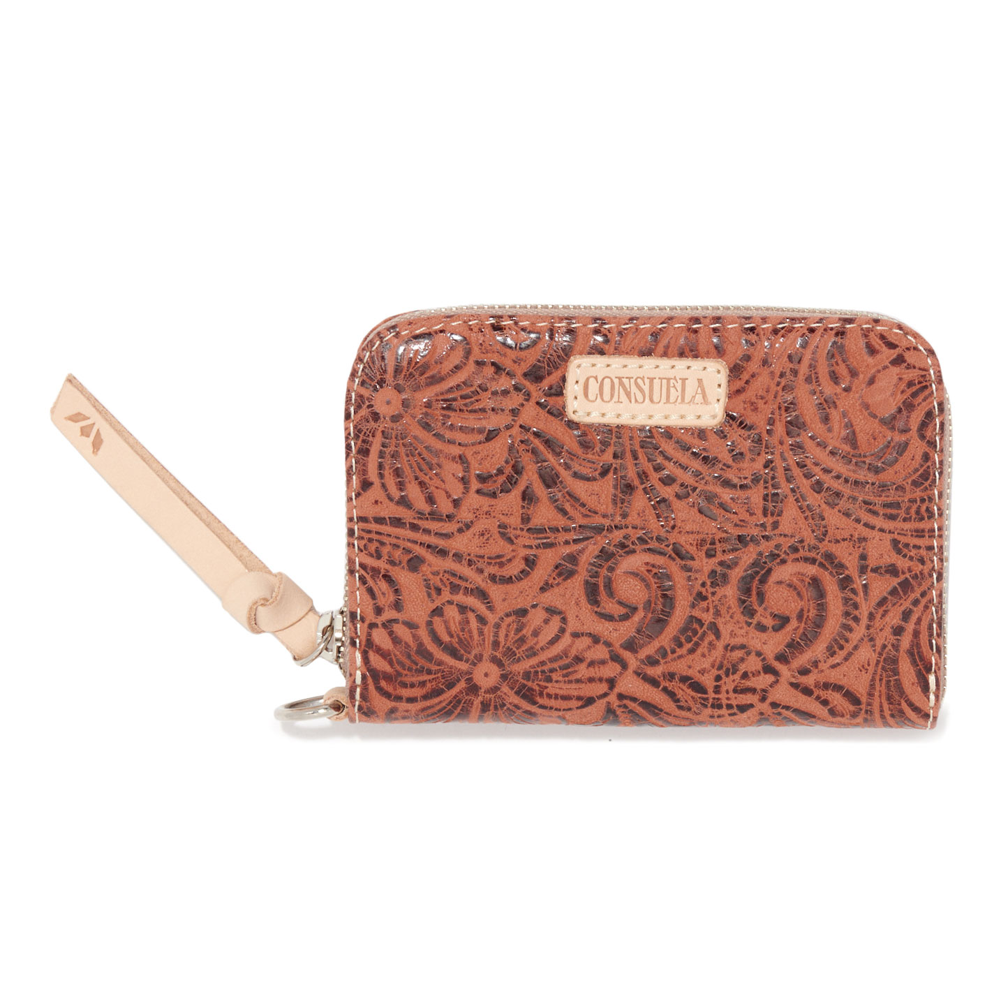 Consuela Sally Zippy Tooled Brown Leather Wallet - Image 1