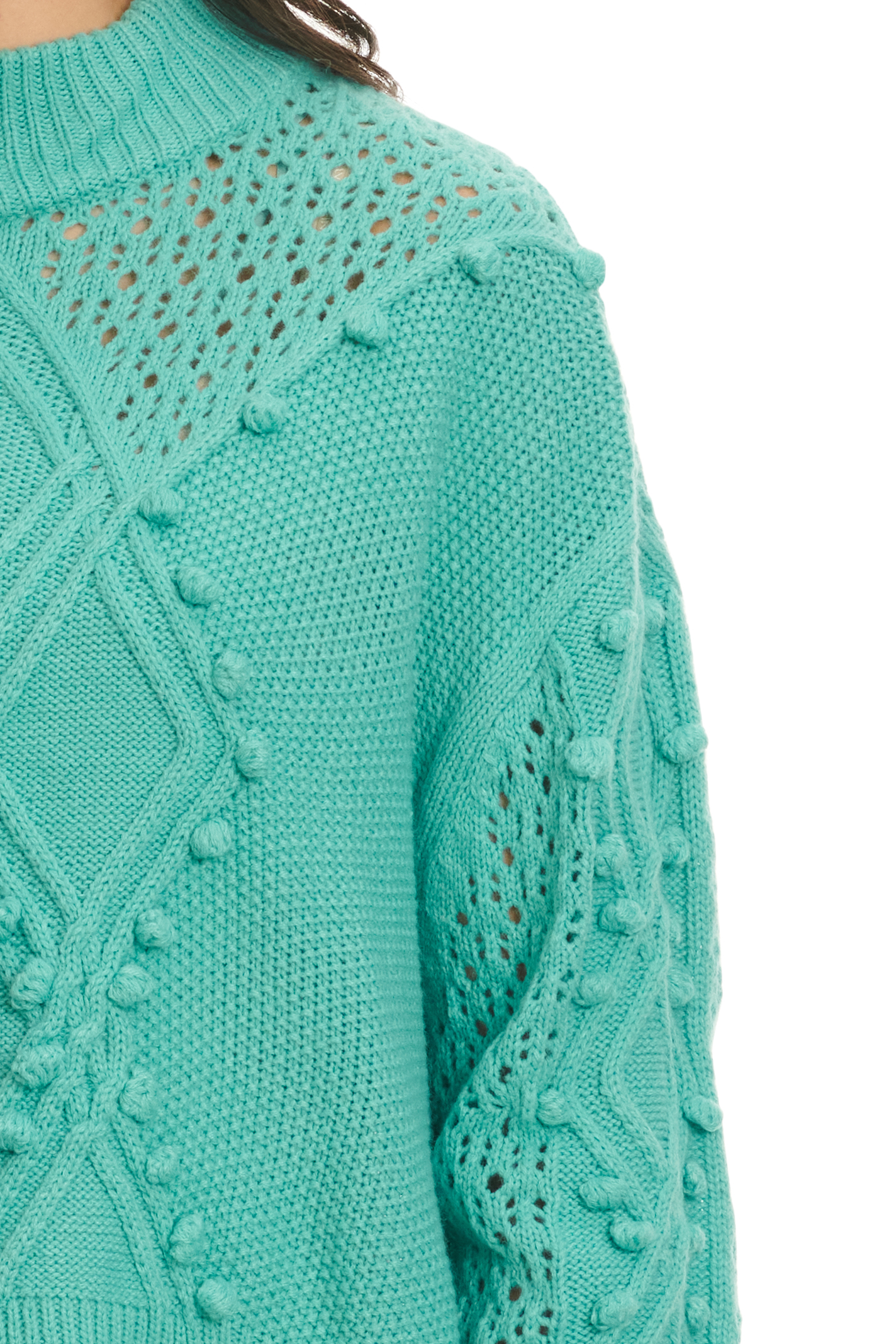 Rock & Roll Denim Women's Bright Turquoise Long Sleeve Sweater - Image 1