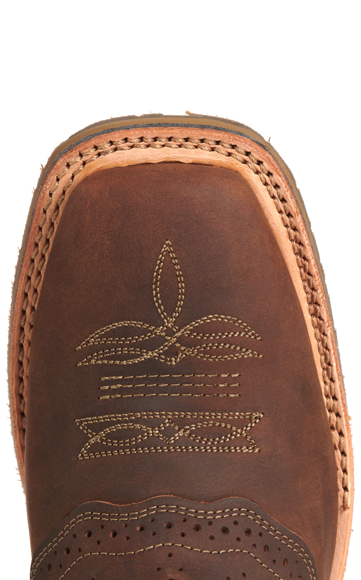Double H Men's Dark Brown & Black Square Toe Cowboy Boots - Image 1