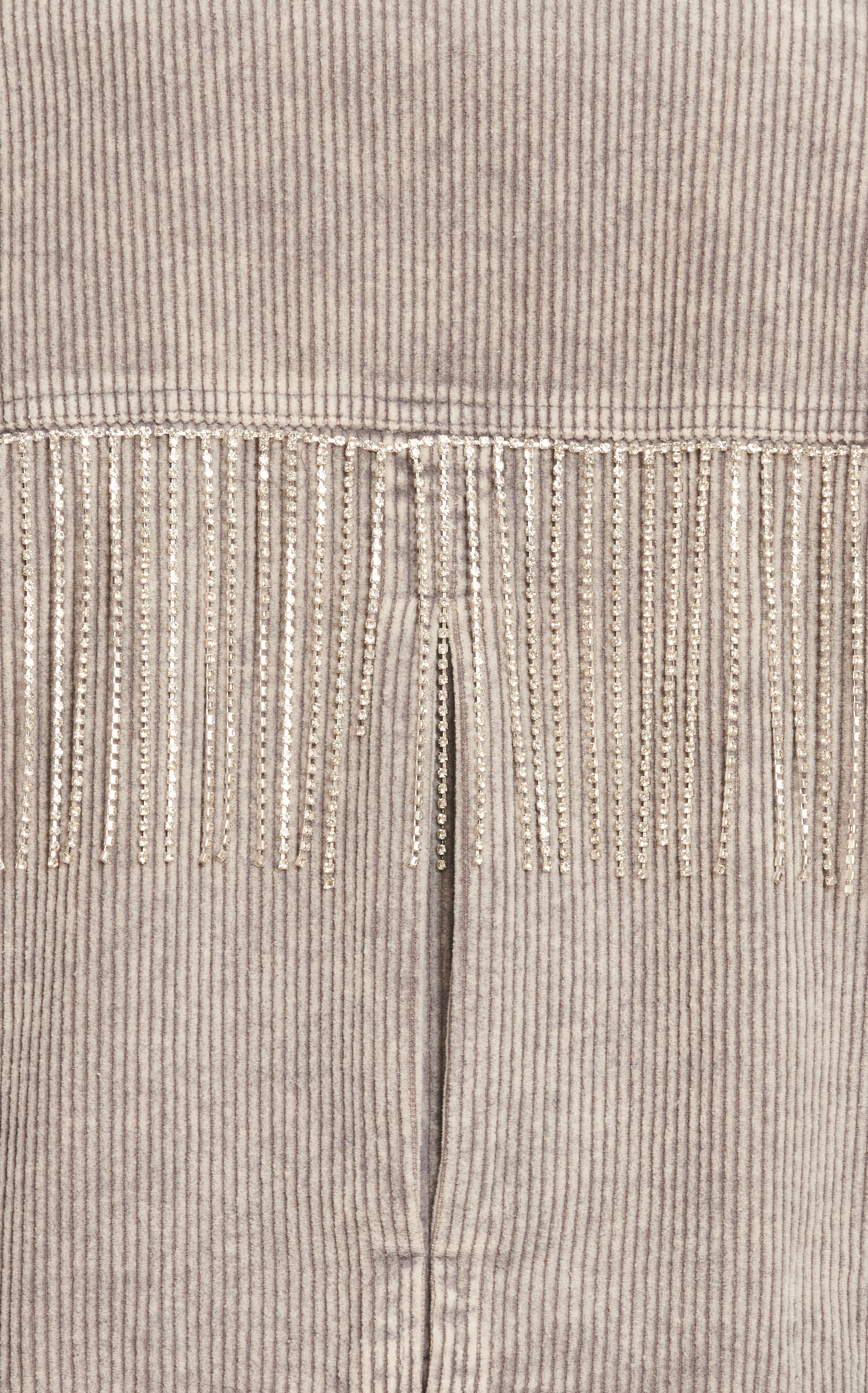 Blue B Women's Light Gray Rhinestone Fringed Cropped Corduroy Jacket - Image 1