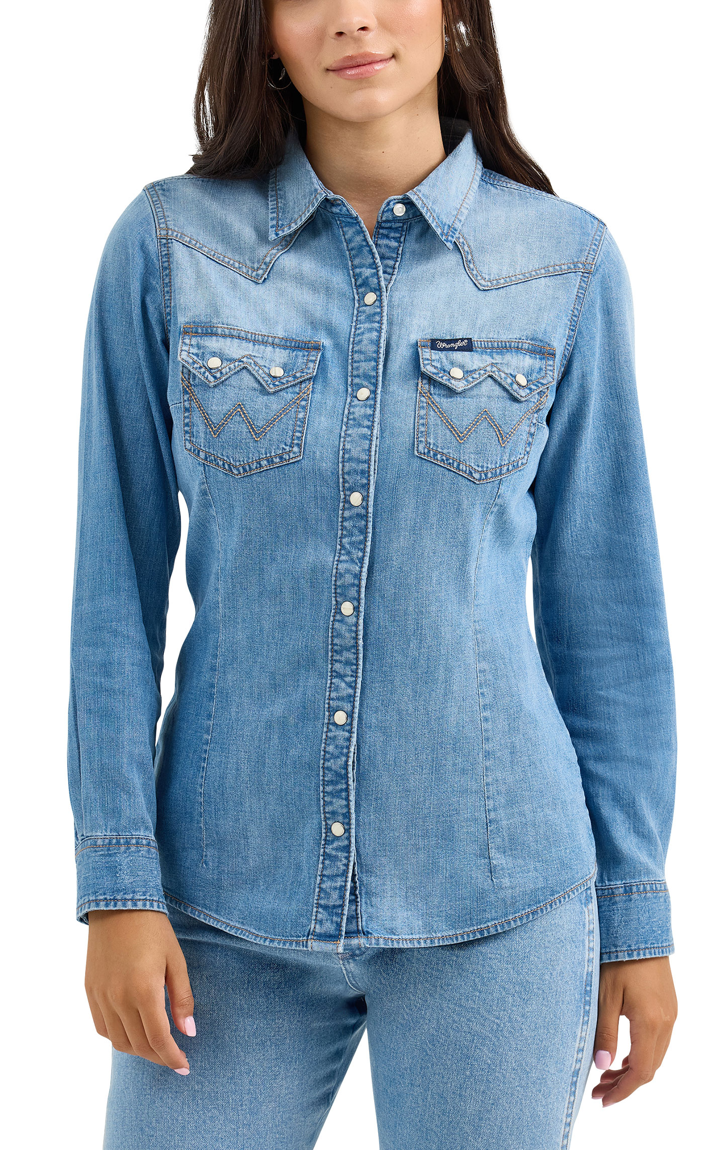 Wrangler Retro Women's Medium Wash Denim Western Shirt - Image 3