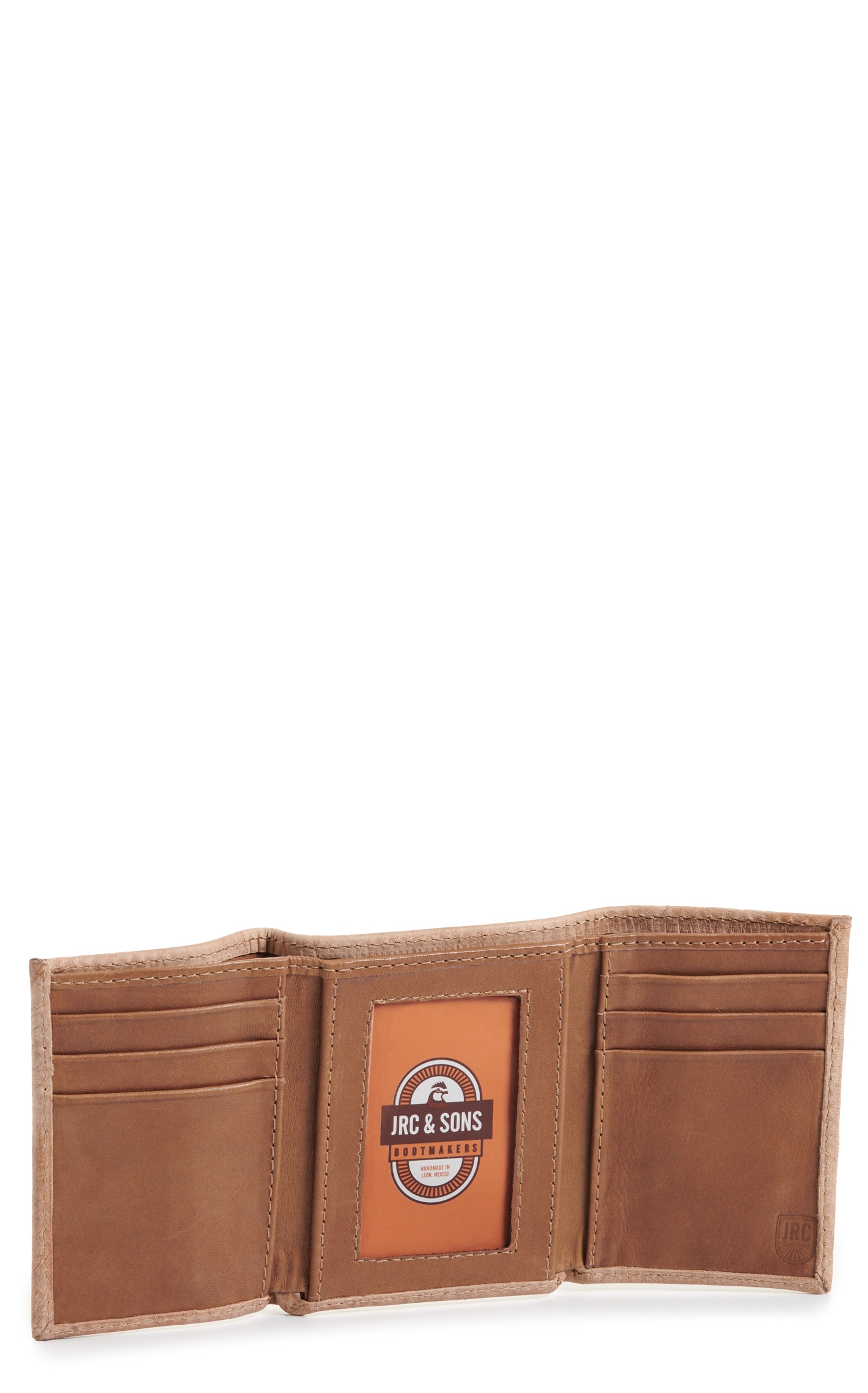 JRC & Sons Men's Peanut Brittle Mad Dog Goat Leather Trifold Wallet - Image 1