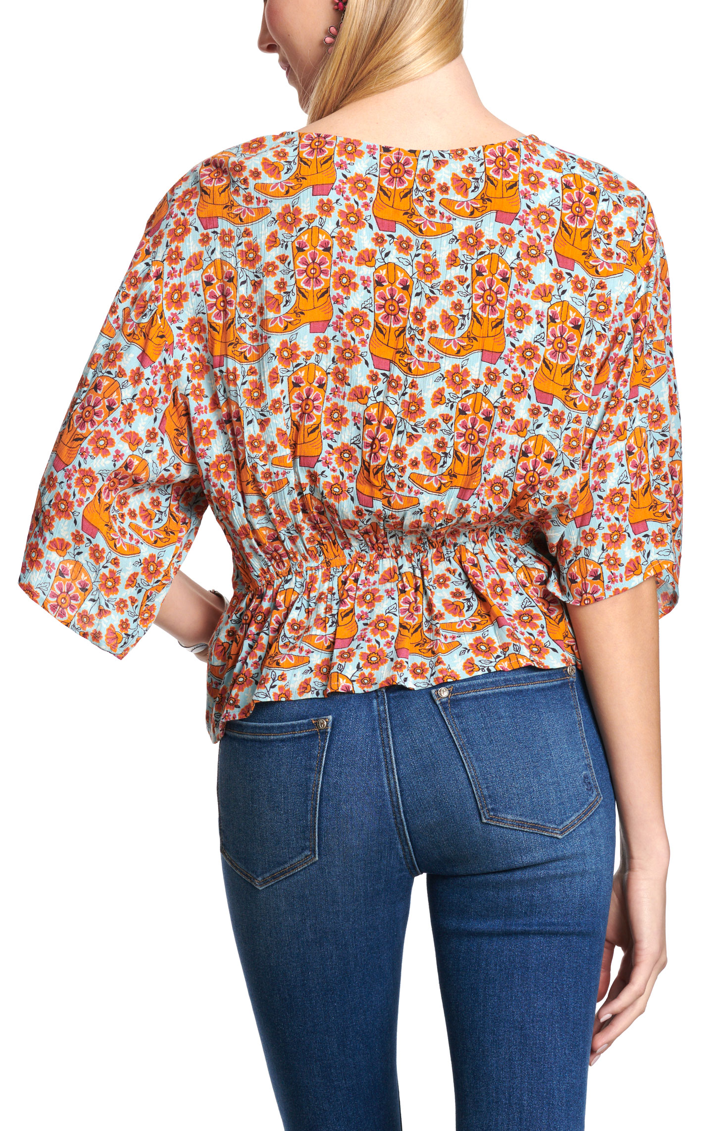 Rockin' C Floral Boot Print Top - Image 1