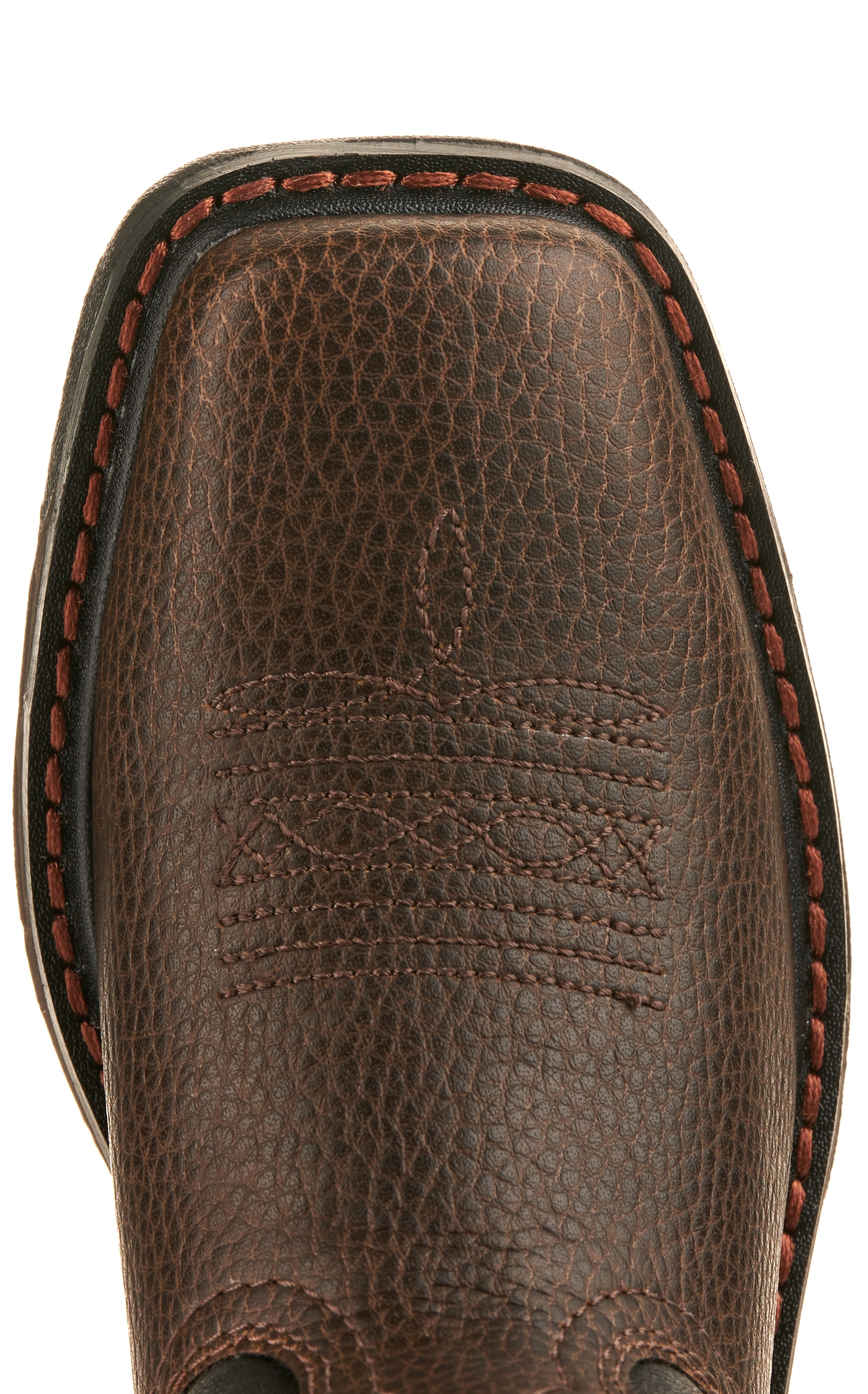 Ariat Youth VentTEK Cocoa Brown and Black with Orange Vents Wide Square Toe Work Boots - Image 1