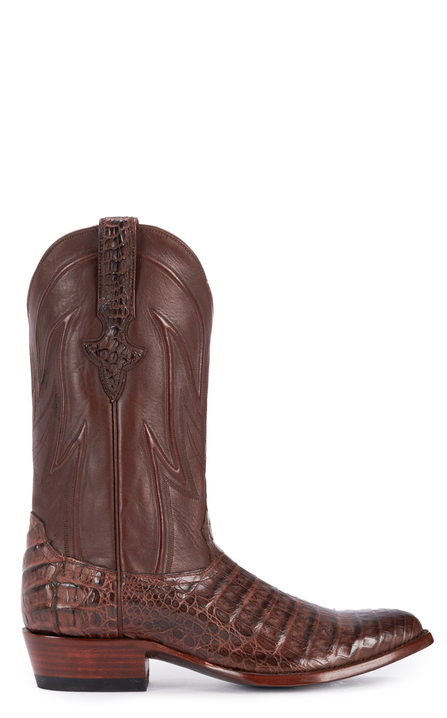 JRC & Sons Men's Weldon Caiman Belly Round Toe Exotic Cowboy Boot in Cigar - Image 1
