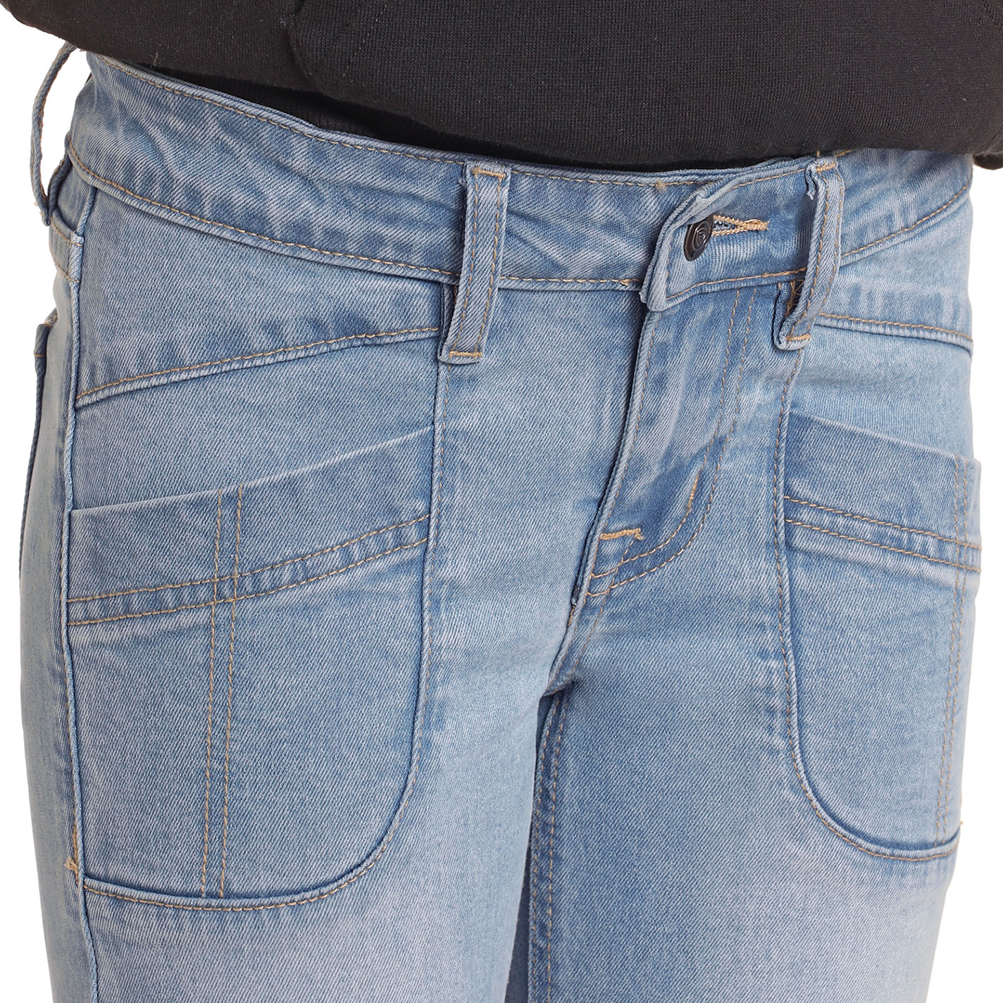 Rock & Roll Denim Girl's Light Wash Detail Pocket Boot Cut Jeans - Image 1