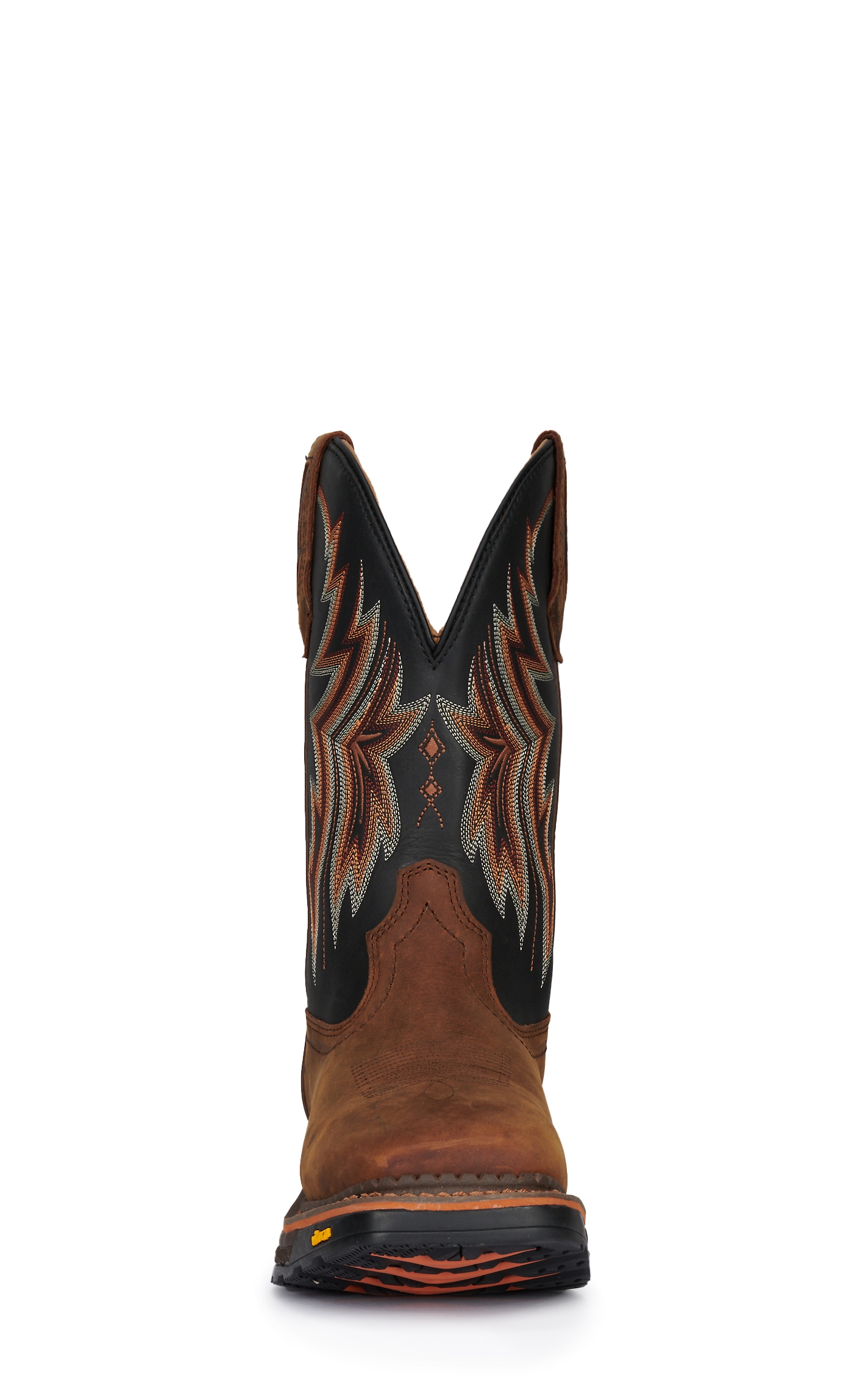 R. Watson Men's Peanut and Jet Black Waterproof Wide Square Toe Cowboy Work Boot - Image 1