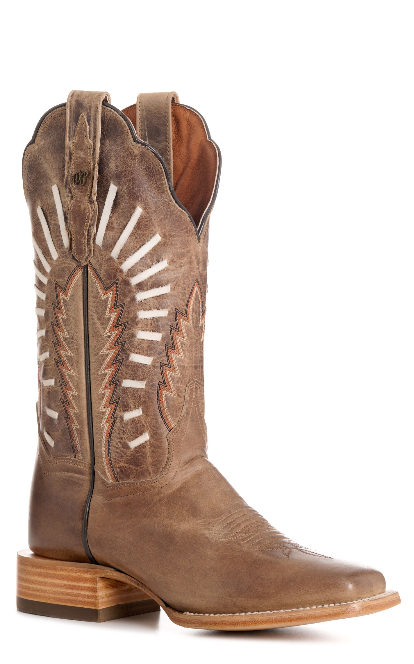 Dan Post Women’s Tan Lacey Leather Broad Square Toe Cowboy Boots - Image 1