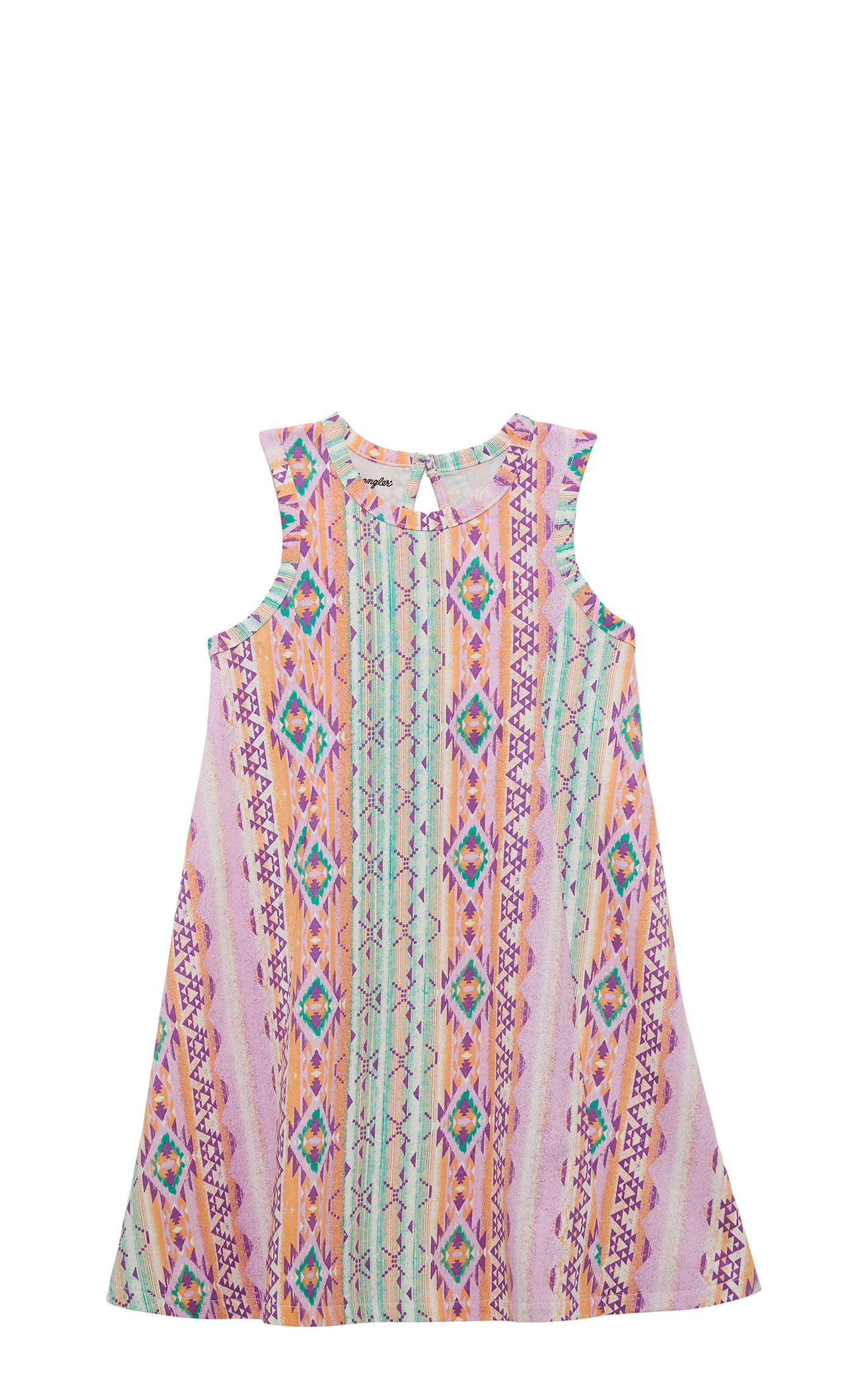 Wrangler Girl's Lavender Colorful Aztec A-Line Dress  - Image 1