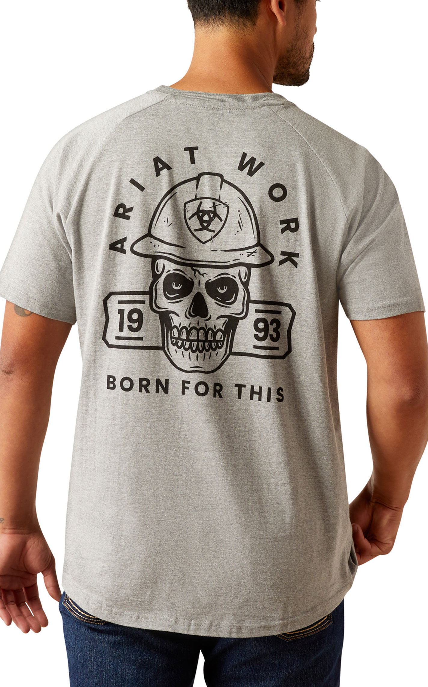 Ariat Rebar Men's Gray Born for This Logo Graphic Work T-Shirt - Image 4