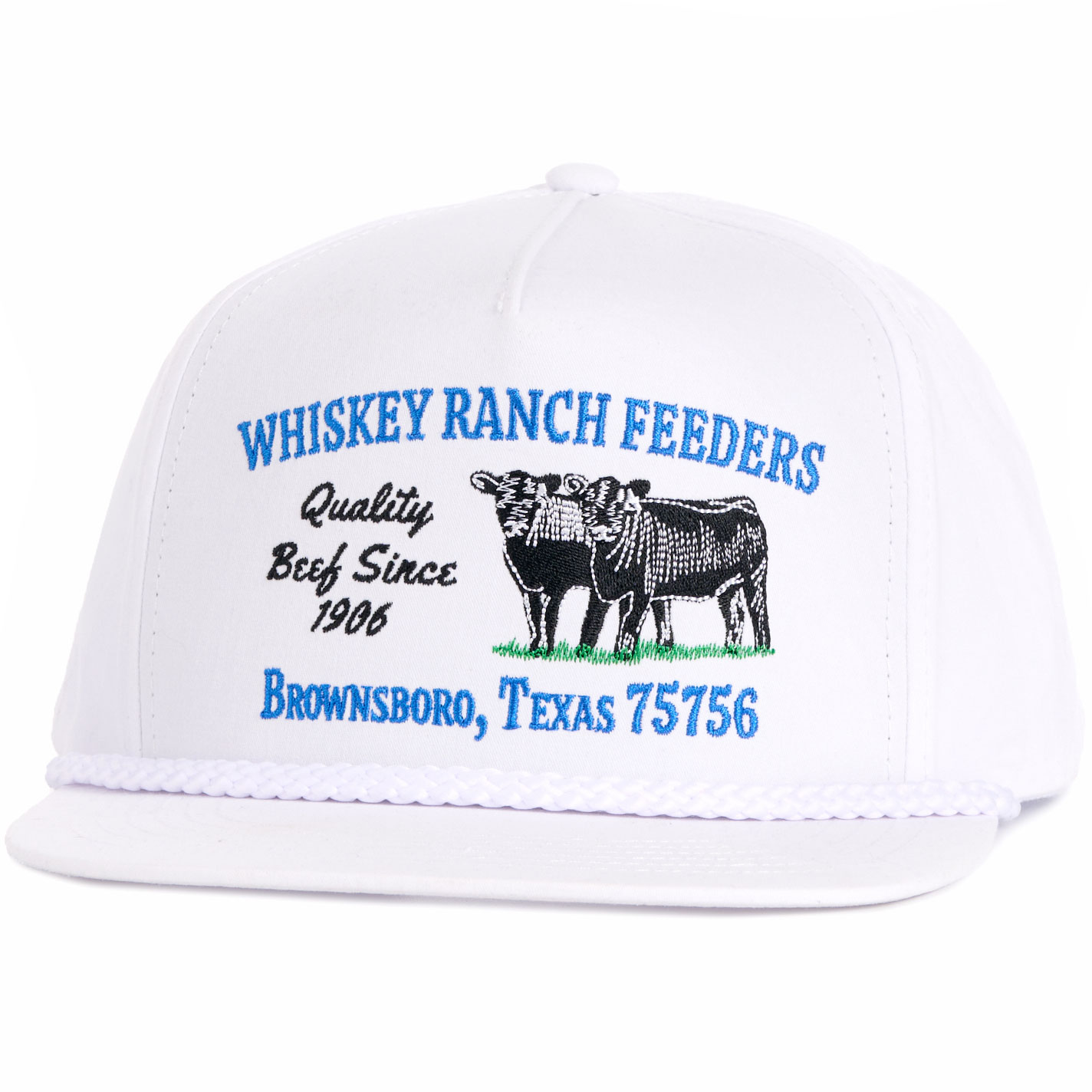 Whiskey Bent Hat Co. Men's White Ranch Feeders Logo Cap - Image 1