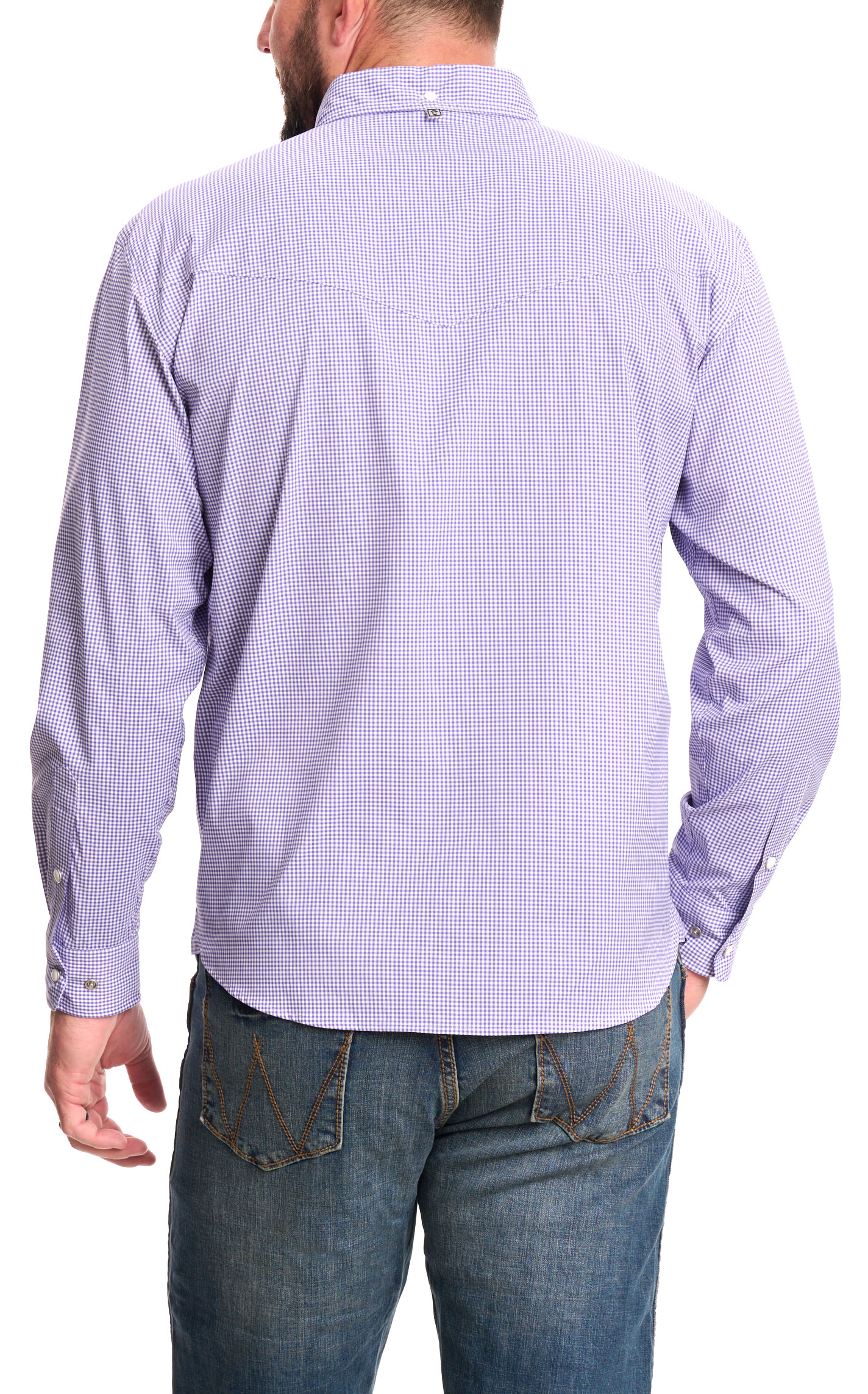Rafter C Outdoors Men's Purple Gingham Lefty Fishing Shirt - Image 1