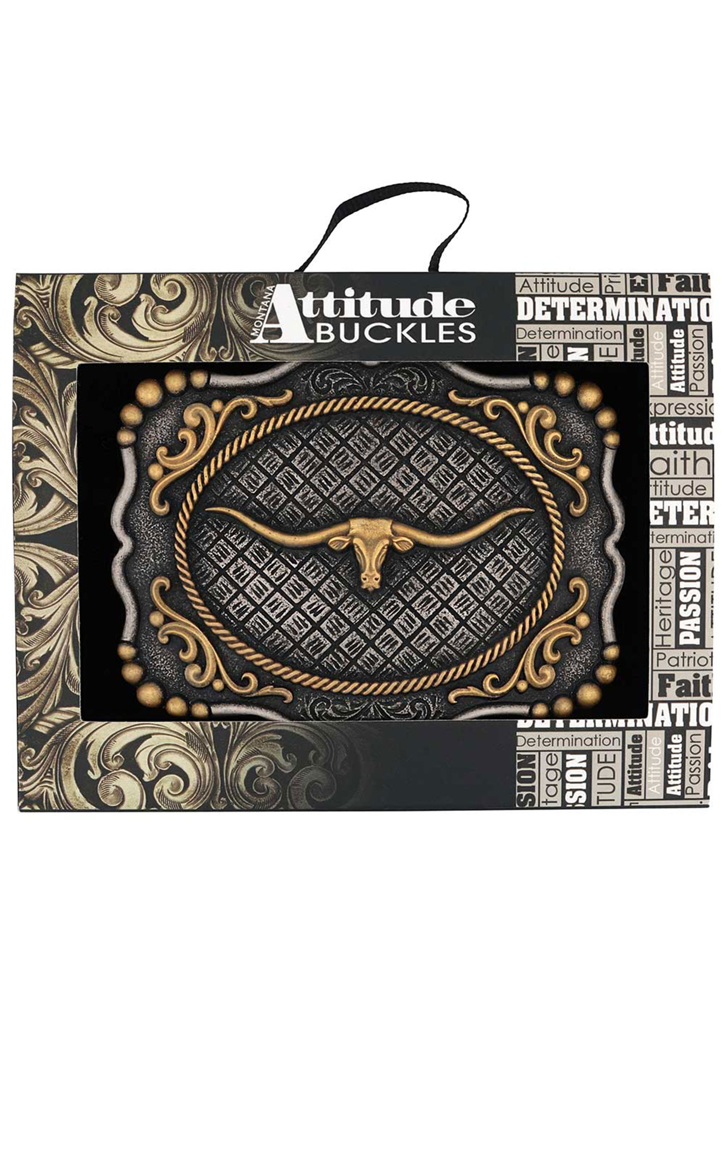 Attitude by Montana Silversmiths Antique Silver & Brass Longhorn Belt Buckle - Image 3